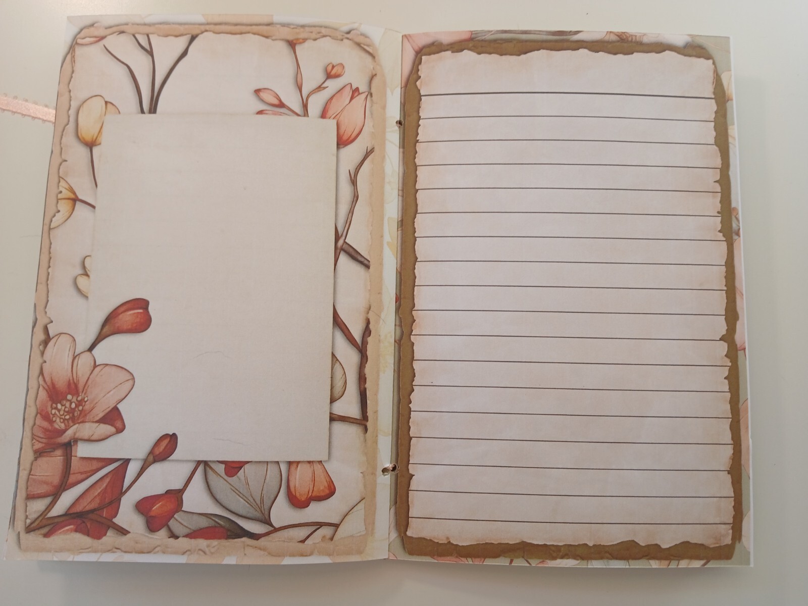 Junk Journal Blank Booklet “SOFT FLORALS” Pastel Florals LG 8.5″x5.5″ 40pgs