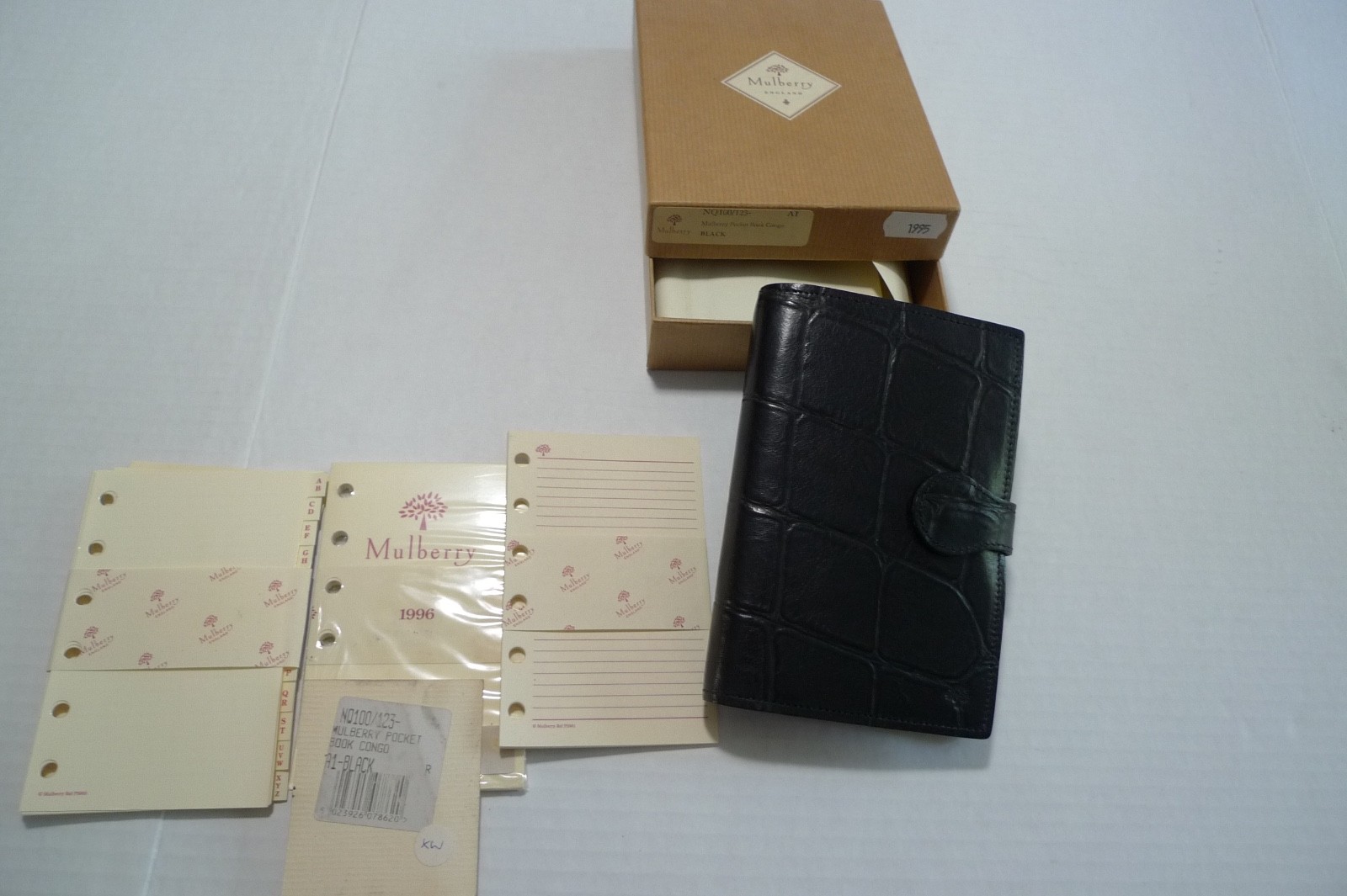 MULBERRY – POCKET BOOK AGENDA – MADE @ UK – BLACK CONGO LEATHER – NEW OLD STOCK