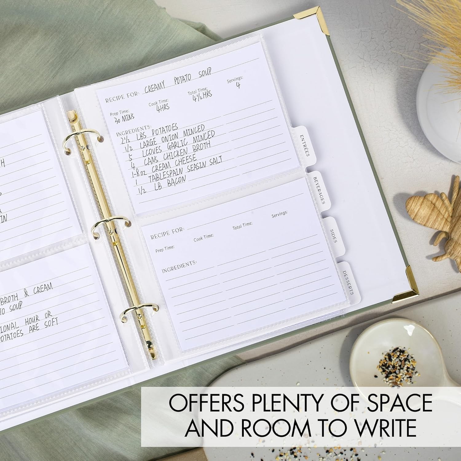 Aesthetic Recipe Binder with Polyester Waterproof cloth Cover – The Perfect R…