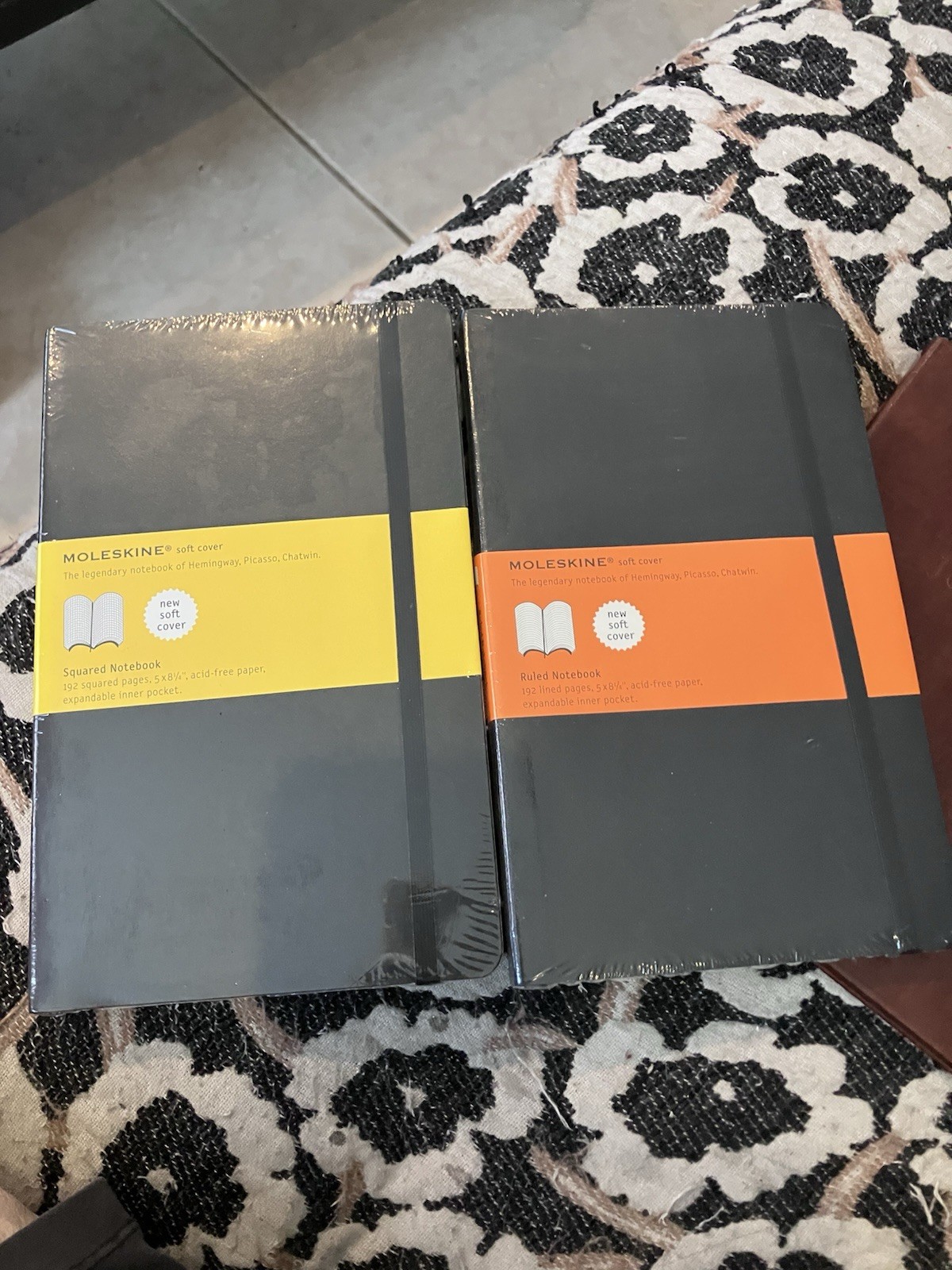 Lot of 2 Moleskin Soft Cover Large (5″ x 8.25″) Squared & Ruled Black New Sealed