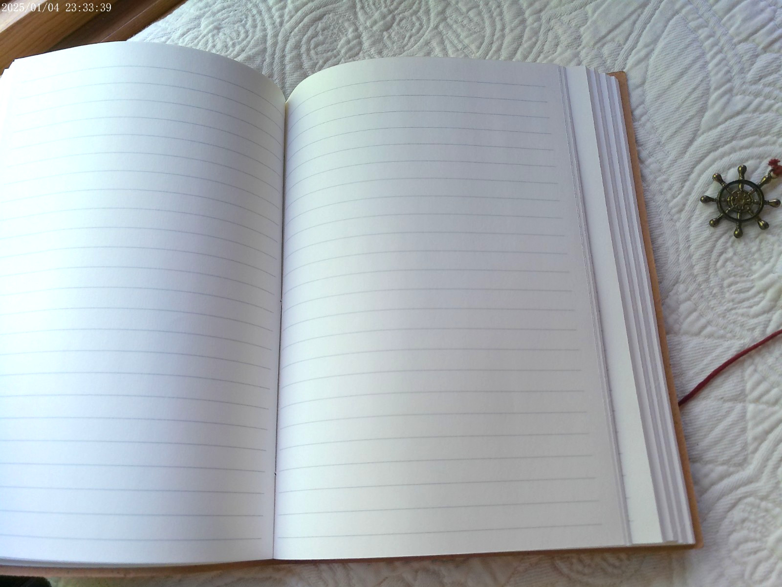 GENUINE LEATHER HANDMADE 144 LINED PAGES INDIA EMBOSSED COMPASS RUSTIC BROWN #1