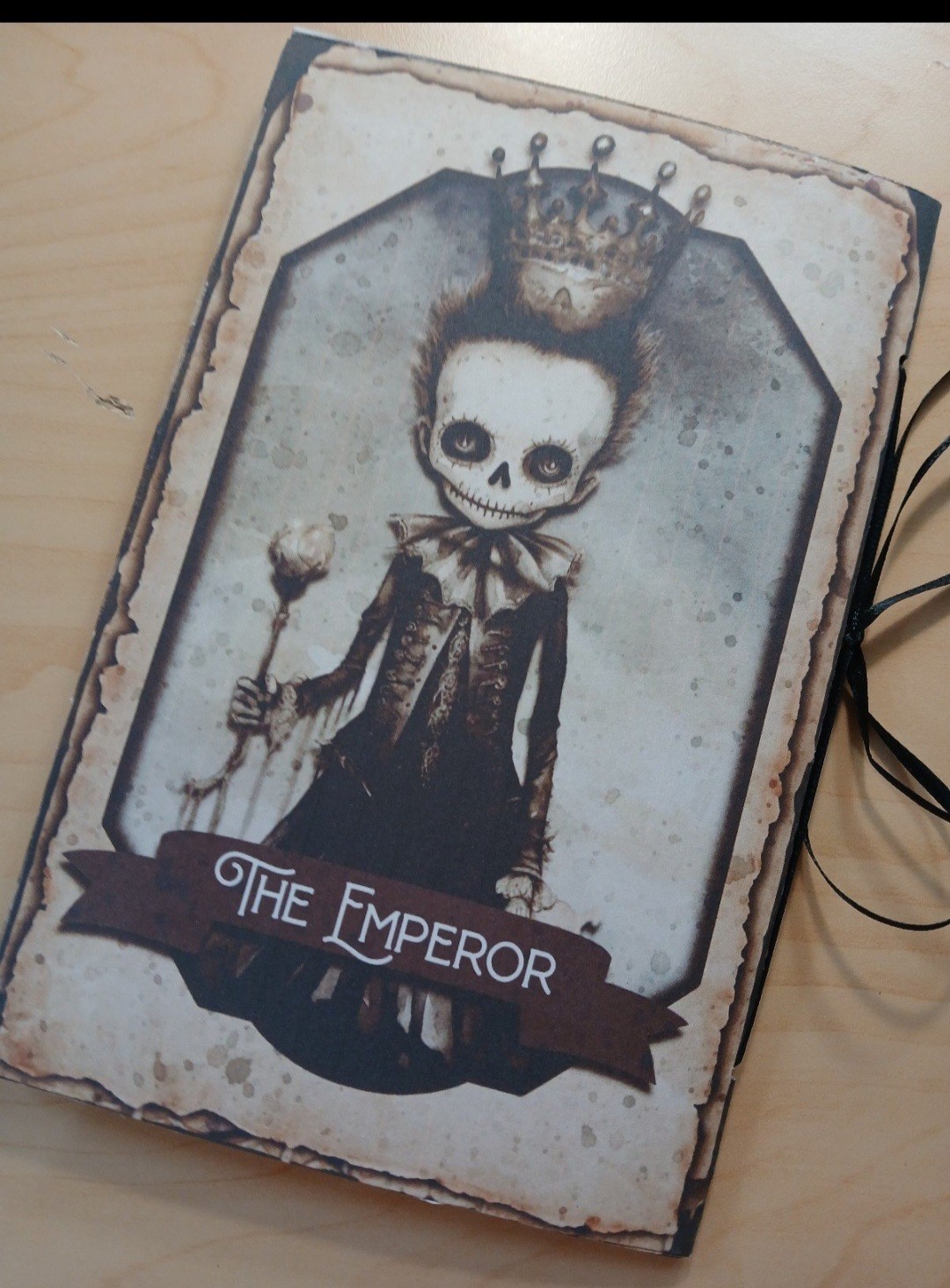Junk Journal Booklet “SKELETON TAROT” Handmade Fortune Teller 5.5″x8.5″ 40pg