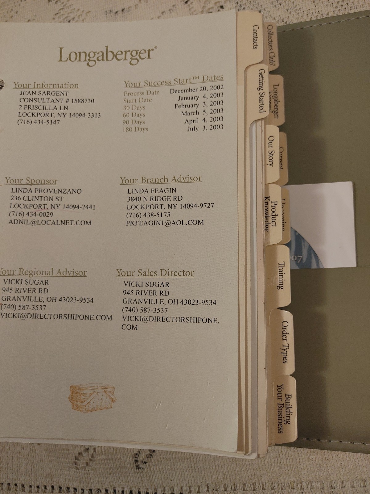 Vintage Longaberger 7-Ring Business Planner Binder Organizer Portfolio (Green)