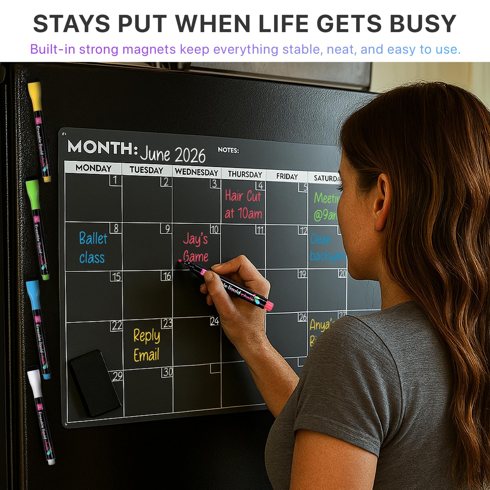 Fridge Calendar Acrylic 17×12”, Start Monday | Magnetic 17″ x 12″, Clear