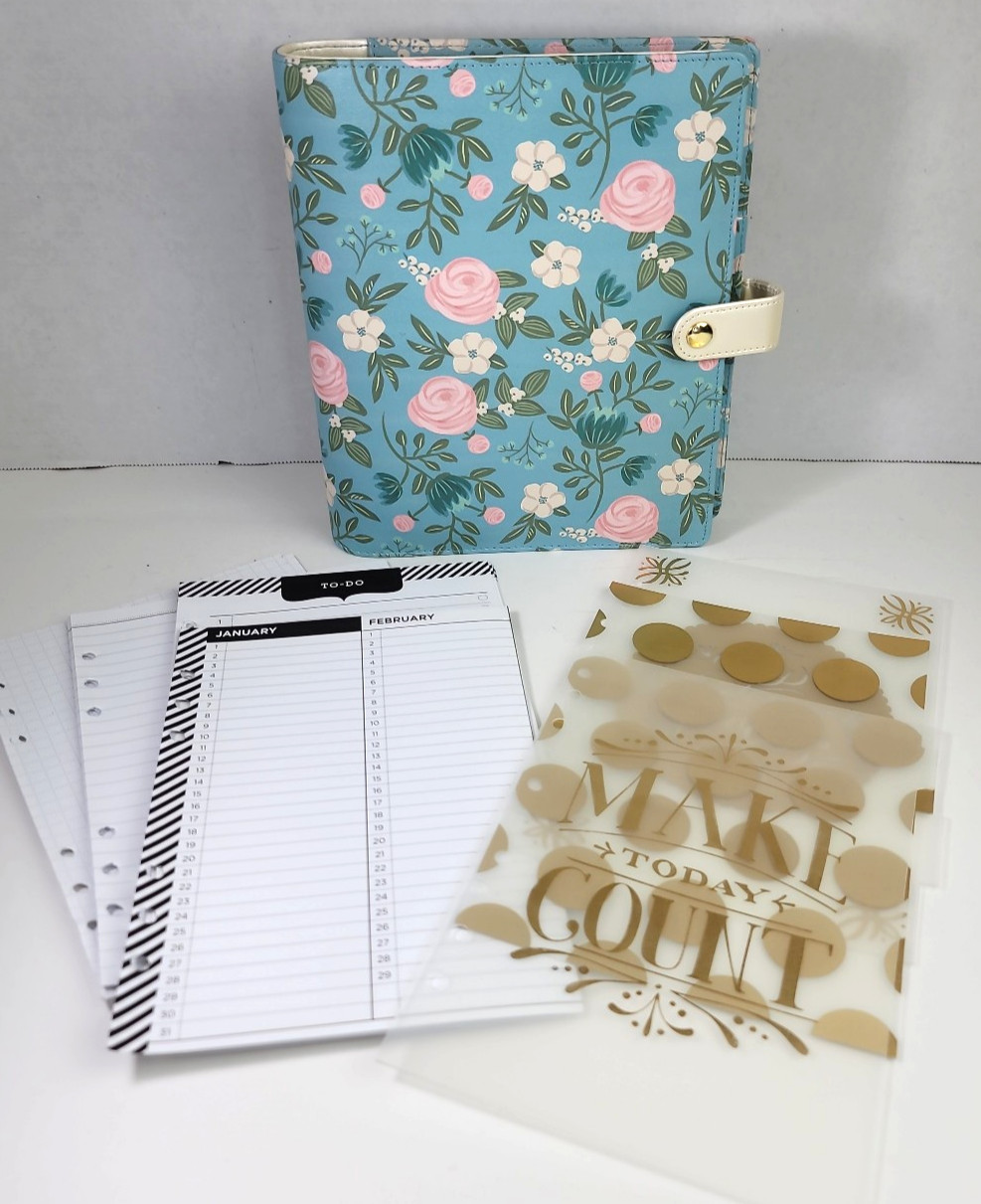 Recollection Floral A5 Planner 6 Gold Ring Binder Complete Inserts 35 Piece