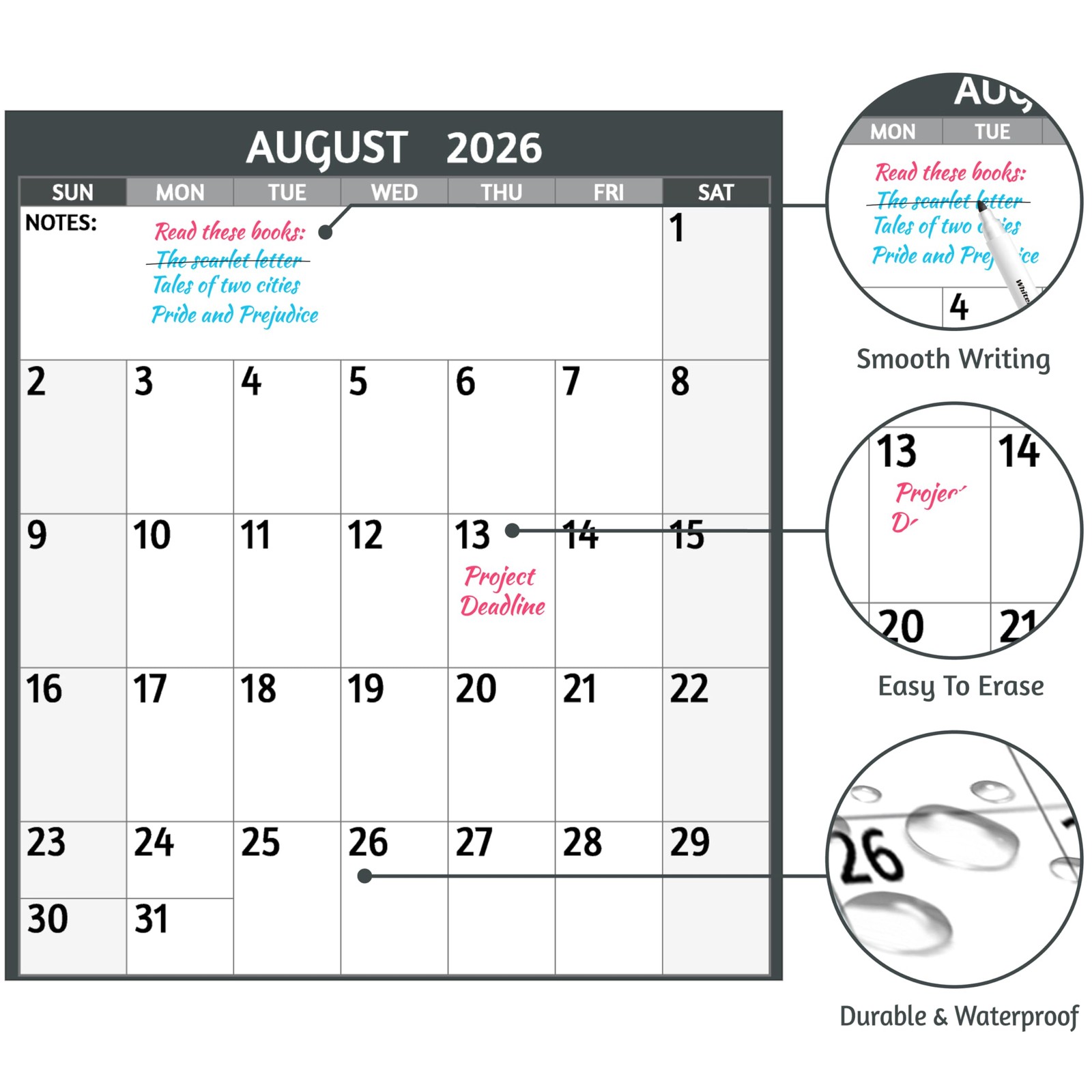 Dry Erase Calendar 2026-2027 – Large Yearly Wall calendar, 38.2” x 25.2”,…