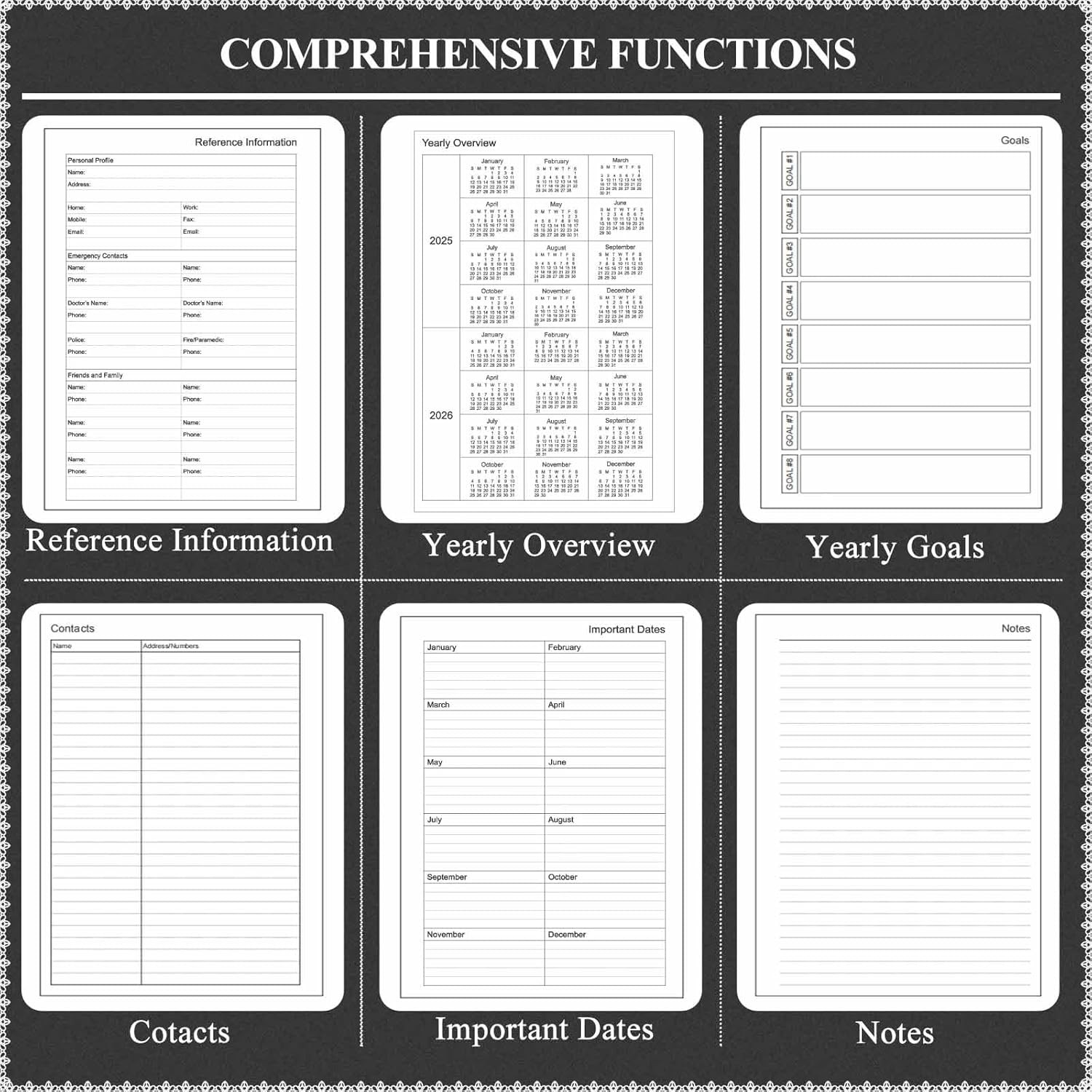 Tiankool 2026 Planner Refill for A5 7-Ring Binder,Weekly & Monthly Planner Inser