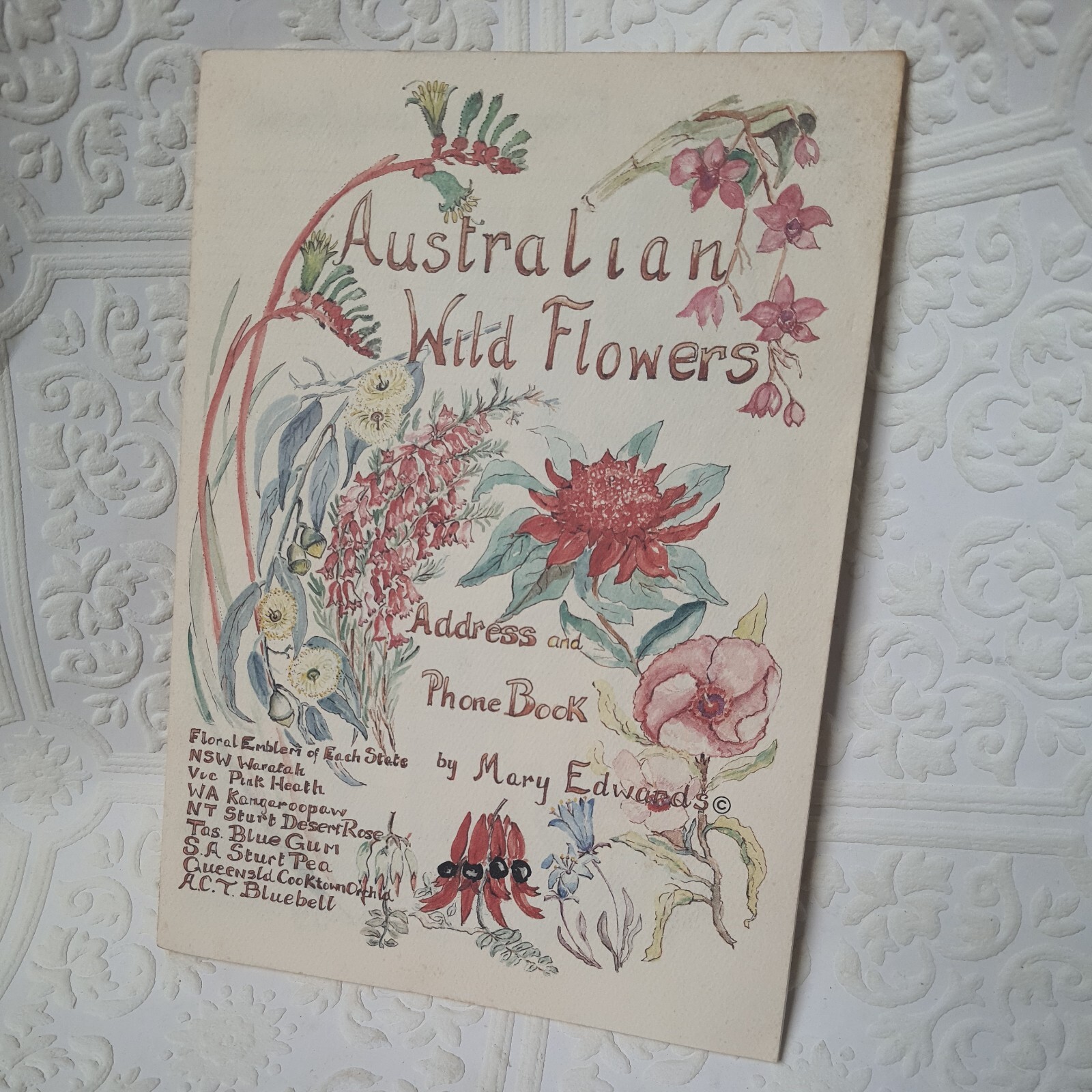 Vintage AUSTRALIAN WILDFLOWERS ADDRESS AND PHONE BOOK Mary Edwards Floral Art