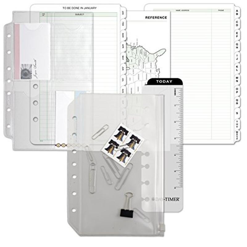 7 Ring Undated Planner Set Organizer Desk Size Accessories Dark Tan Vinyl New