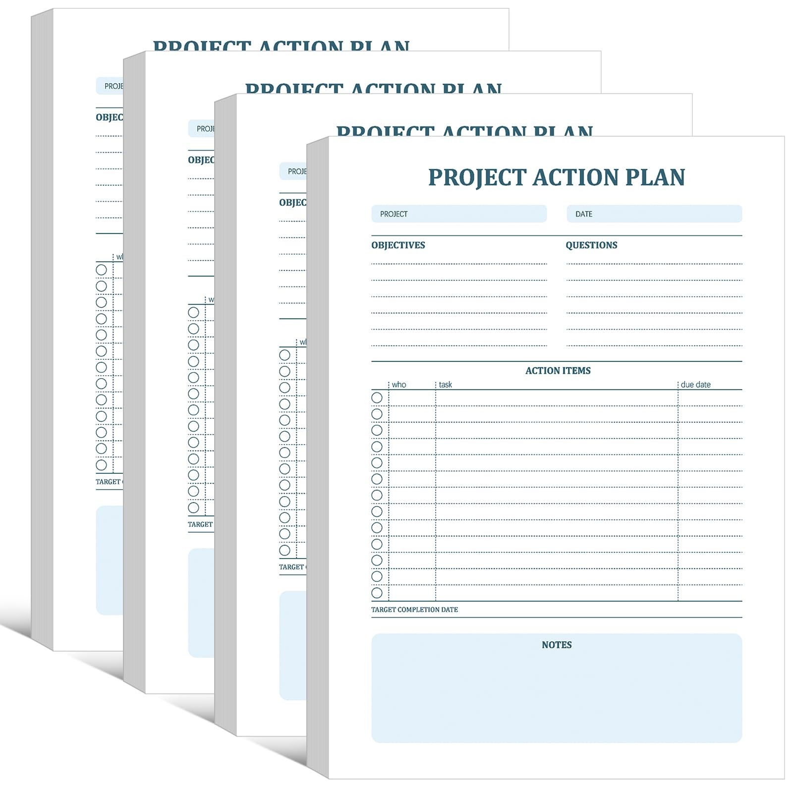 200 Sheets 4 Pads Project Action Planner Notepad Project Management with Chec…