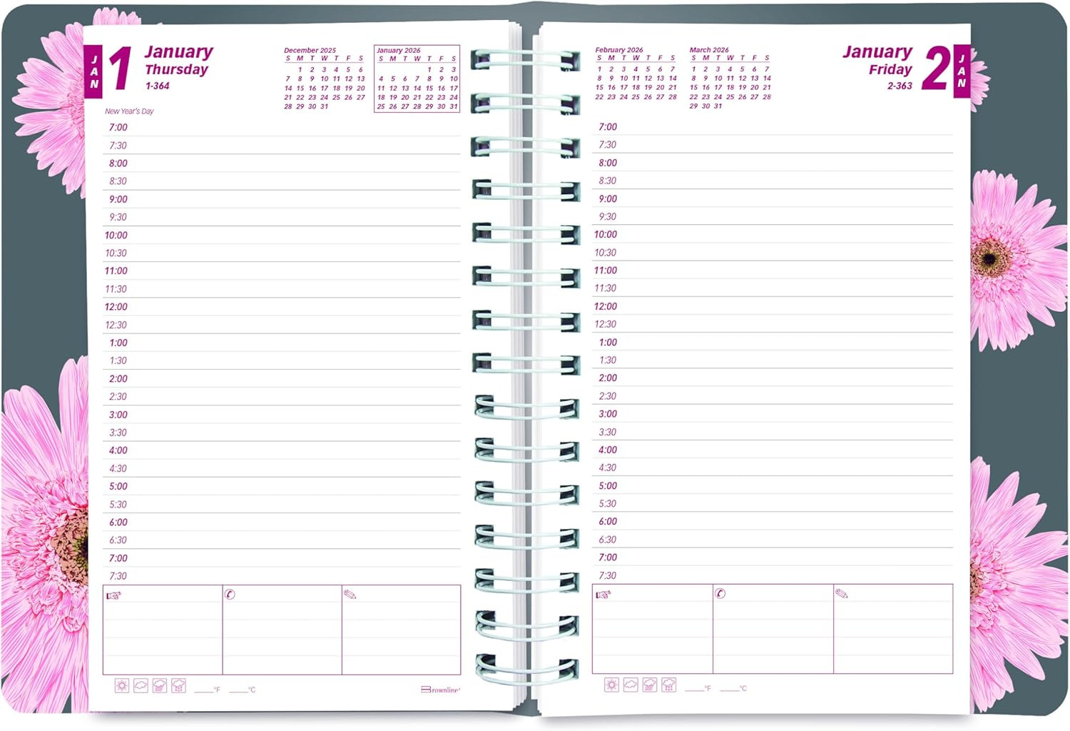 ® 2026 Pink Essential Daily/Monthly Planner, Appointment Book, 12 Months, Januar