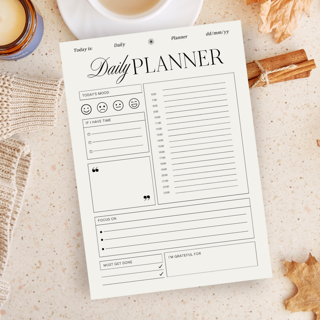 Minimalist Daily Planner / Neutral Aesthetic Schedule / Undated Organizer