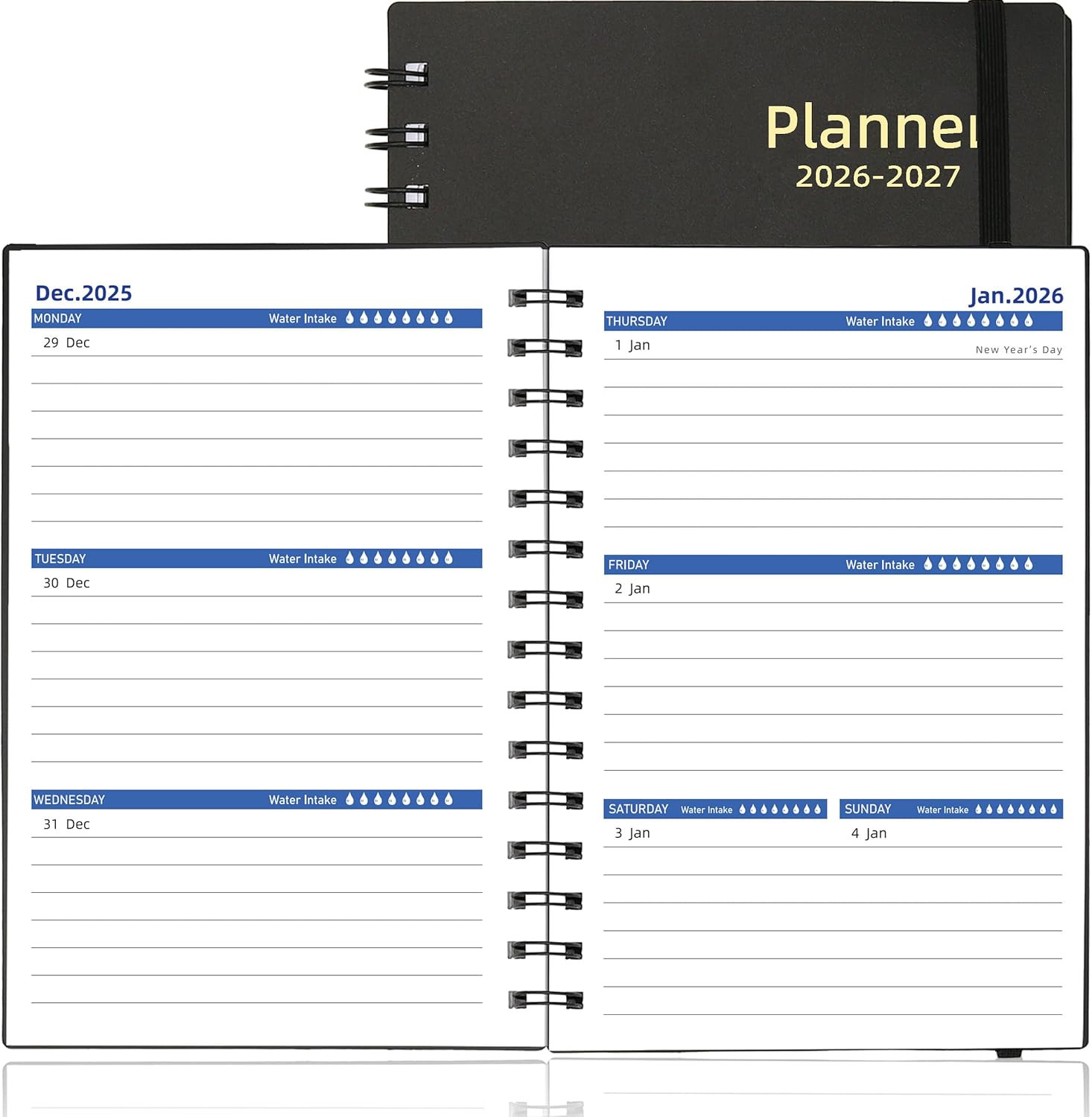 20262027 Planner 18 Month Weekly Monthly A5 Black Agenda for School