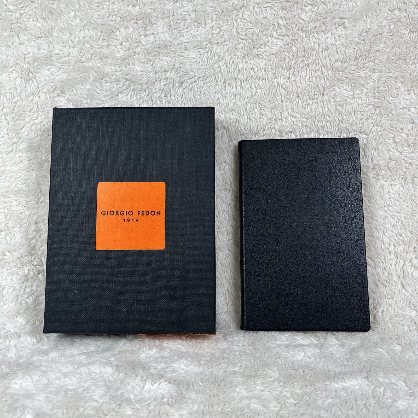 Giorgio Fedon Leather Address Book Agenda Black 3” x 5” Dust Cover Made in Italy