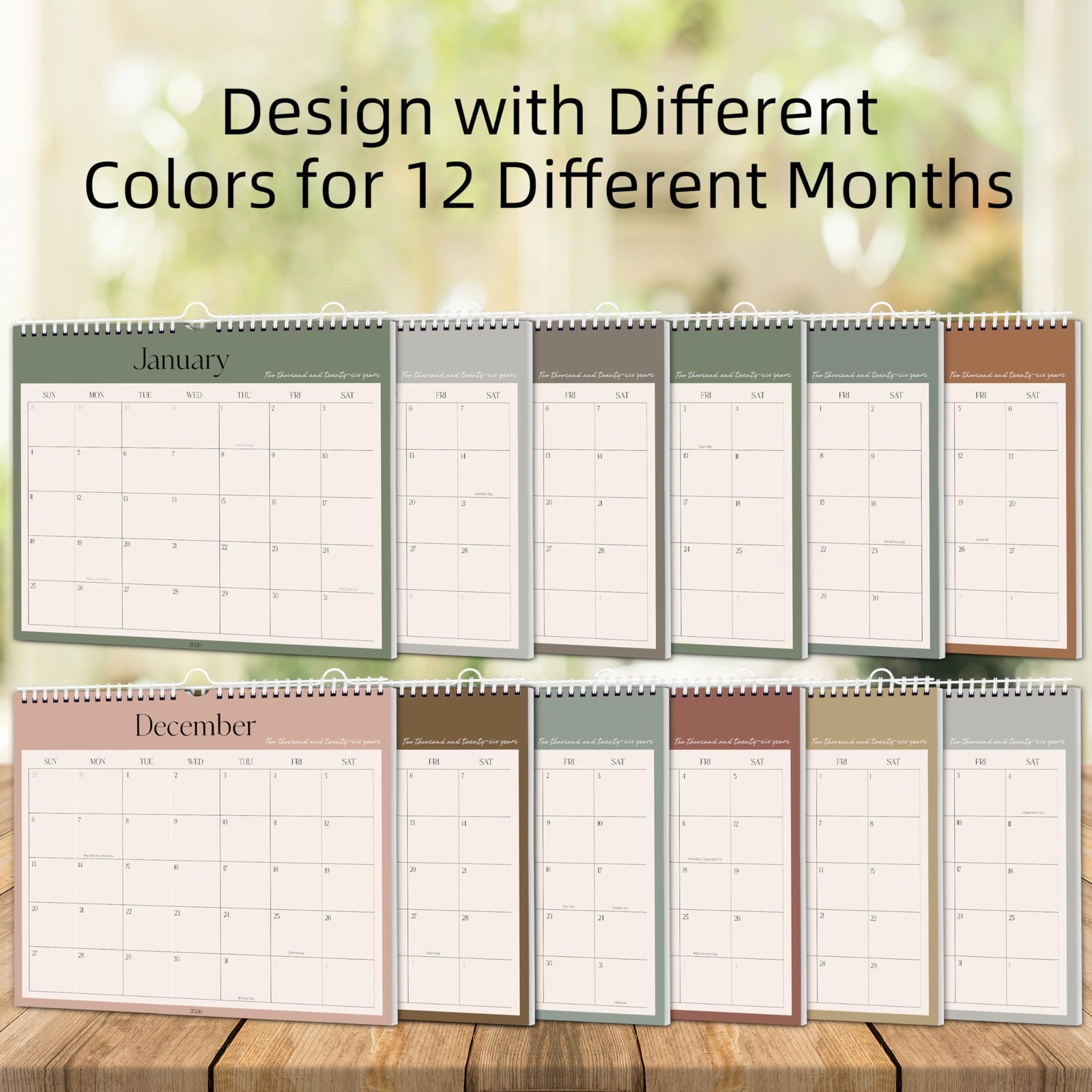 Aesthetic Wall Calendar 2026-2027, Jan. 2026-June 2027, Horizontal