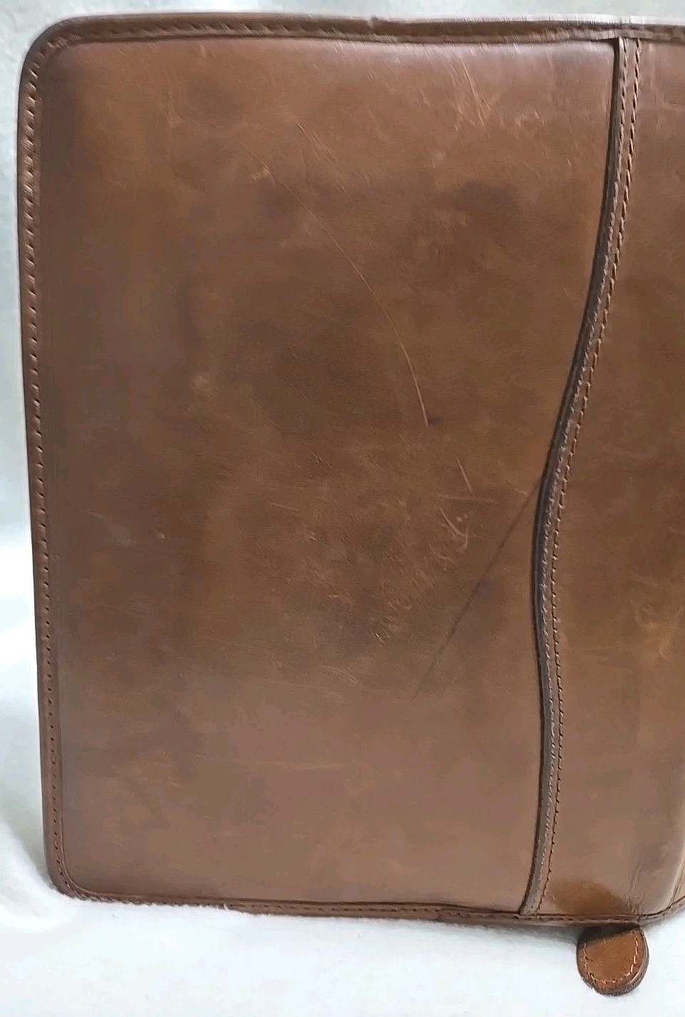 Vintage Day-Timer Tan Leather Planner 7 Ring Agenda Planner Zip Around