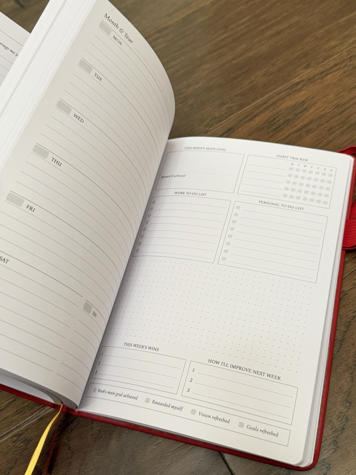 Rose Planner Undated Weekly Medium Planner, Red Floral Embossed Hardcover