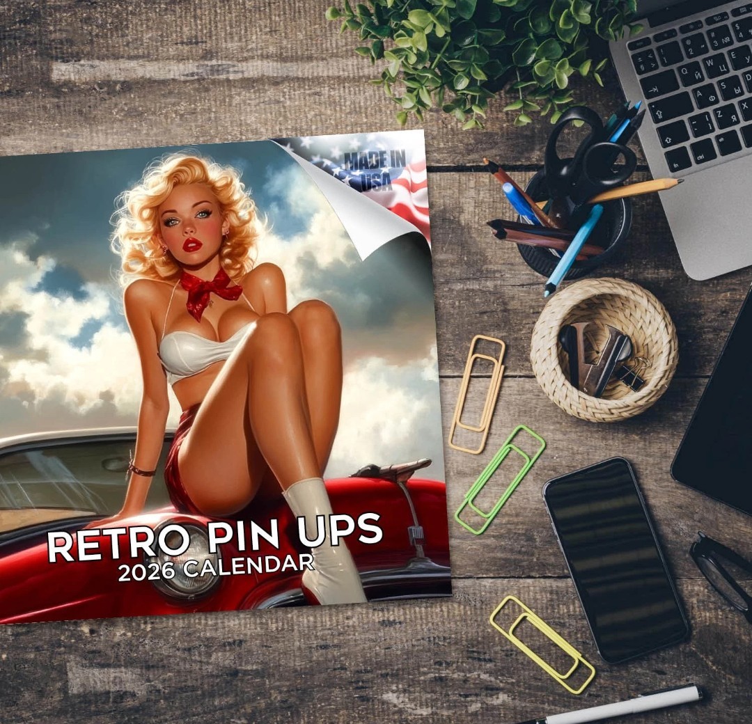 Retro Sexy Vintage Pin Up Girls Calendar 2026 Large 12×24 USA tattoo Shop Art