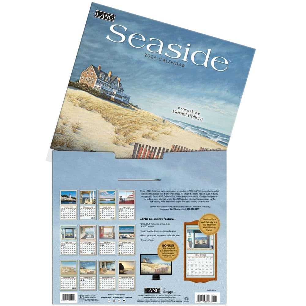 Lang Seaside 2026 Wall Calendar – 12-Month with 12.5″W x 0.2″H, 2026
