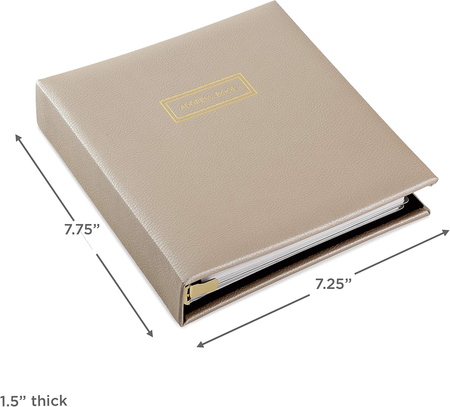 5×8-Inch Address Book with Padded Cream Cover and Contact Management Features