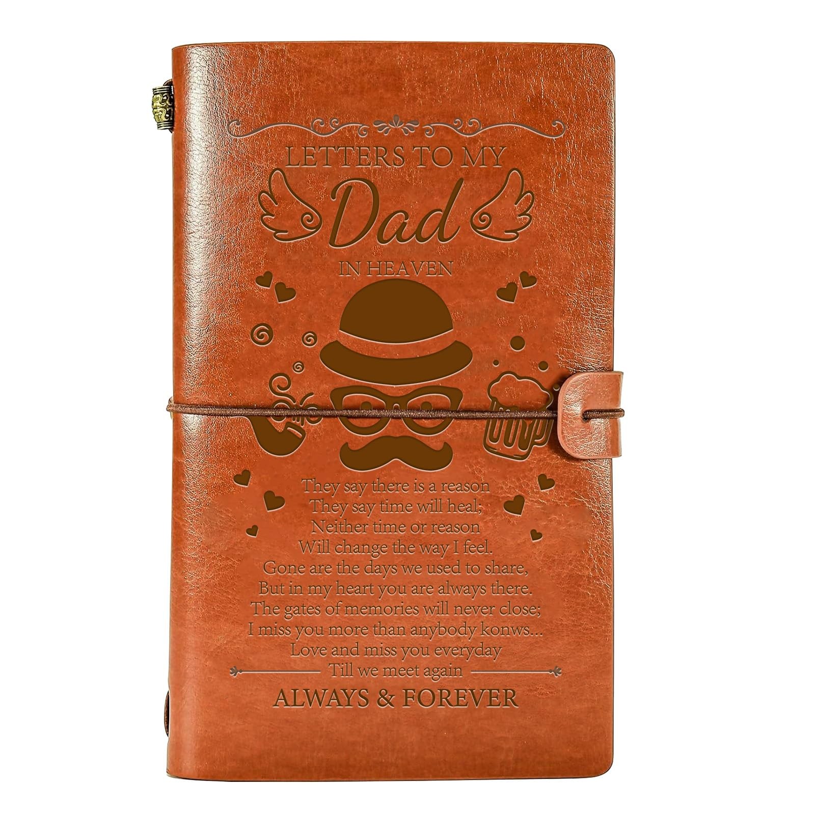 Memorial Gifts for Loss of Father, 136 Page Refillable Leather Journal Sympat…
