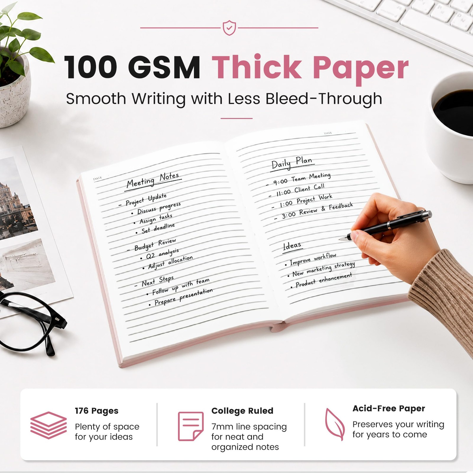 Lined Journal Notebook for Men & Women,176 Pages A5 Medium Size, Softcover Le…