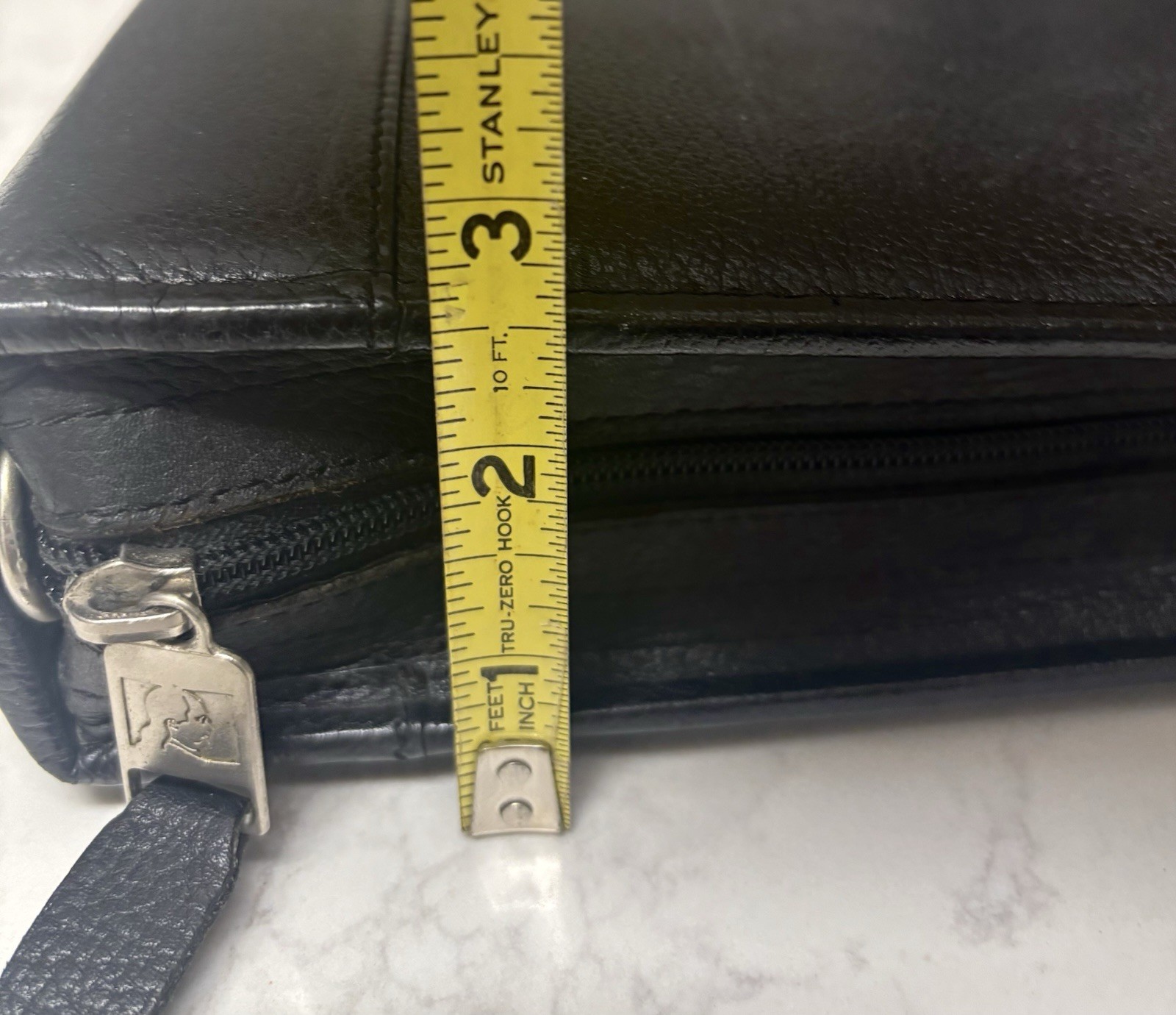 Franklin Quest Black Verona Leather Zip Organizer Planner 7 Ring Binder Vtg 90’s