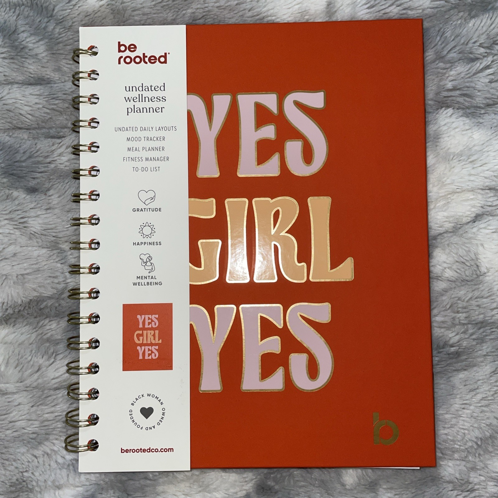 Be Rooted Undated Wellness Planner Yes Girl Yes 7×9” Mood, Meal, Fitness Tracker