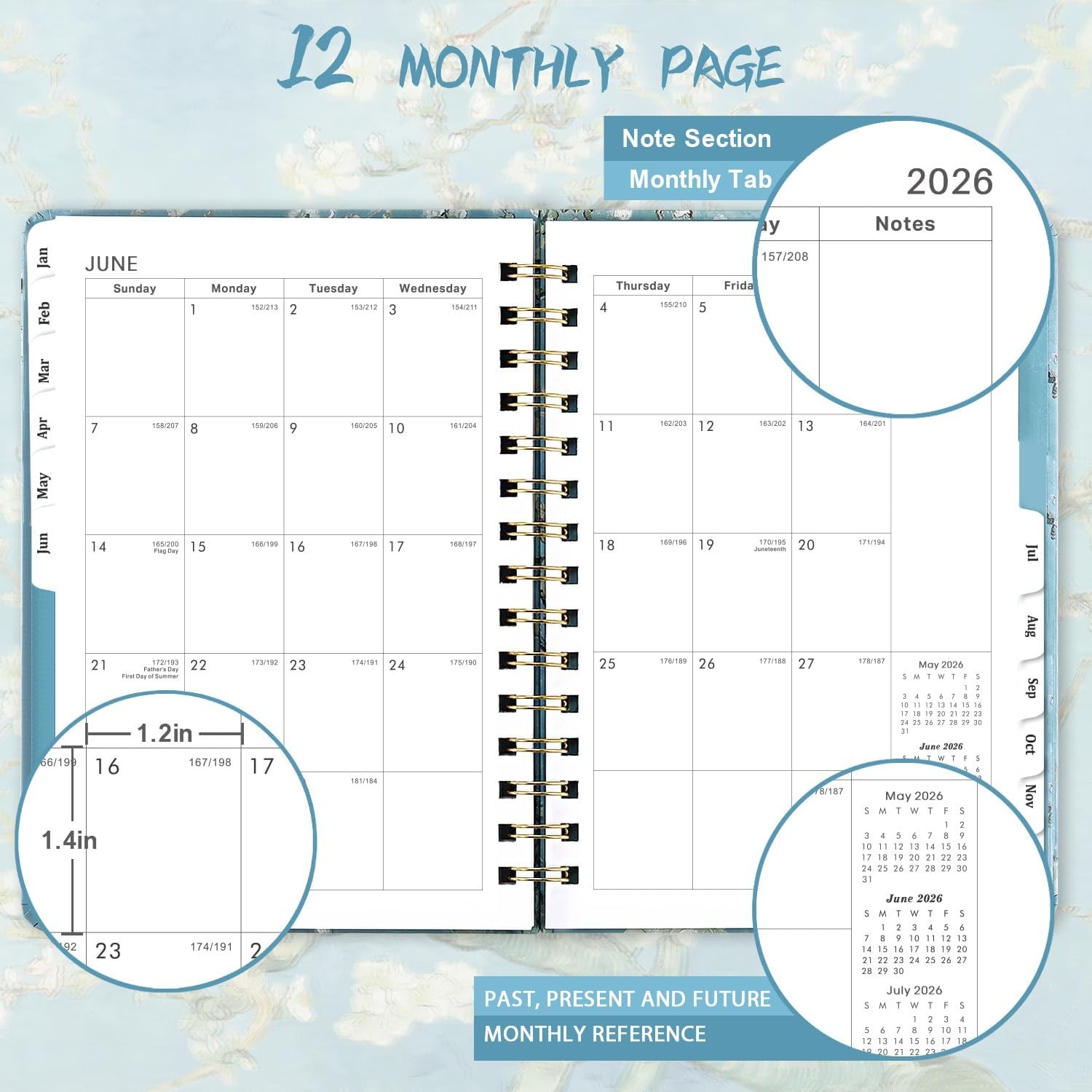 2026 Planner Weekly & Monthly Jan-Dec 2026 6.4″x8.5″ Hardcover Daily Organizer