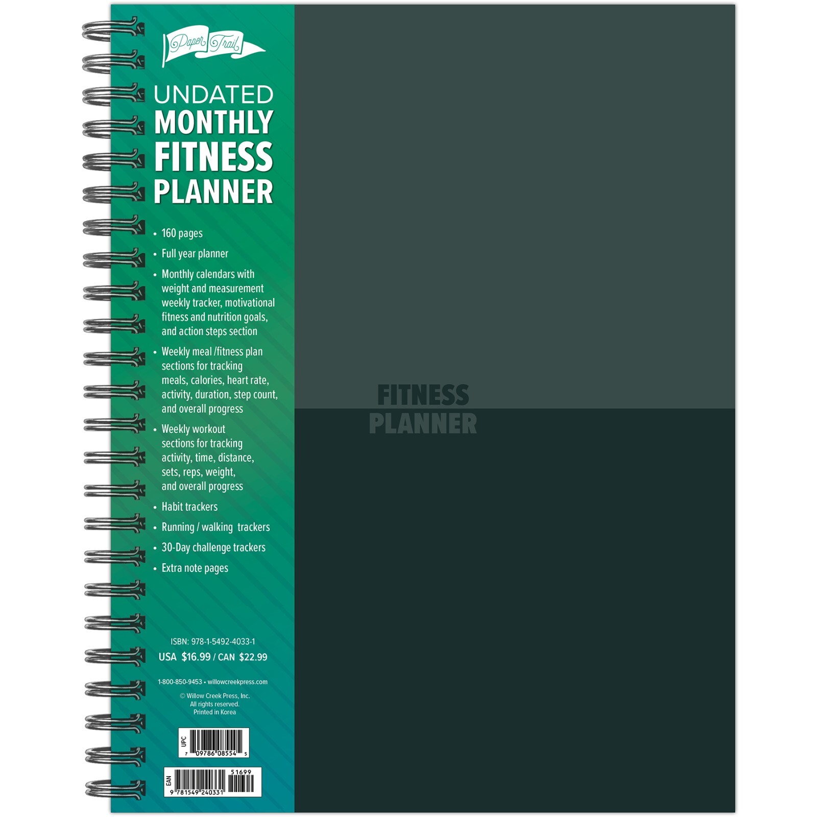 Fitness Planner 8.5″ x 11″ Softcover UNDATED Planner