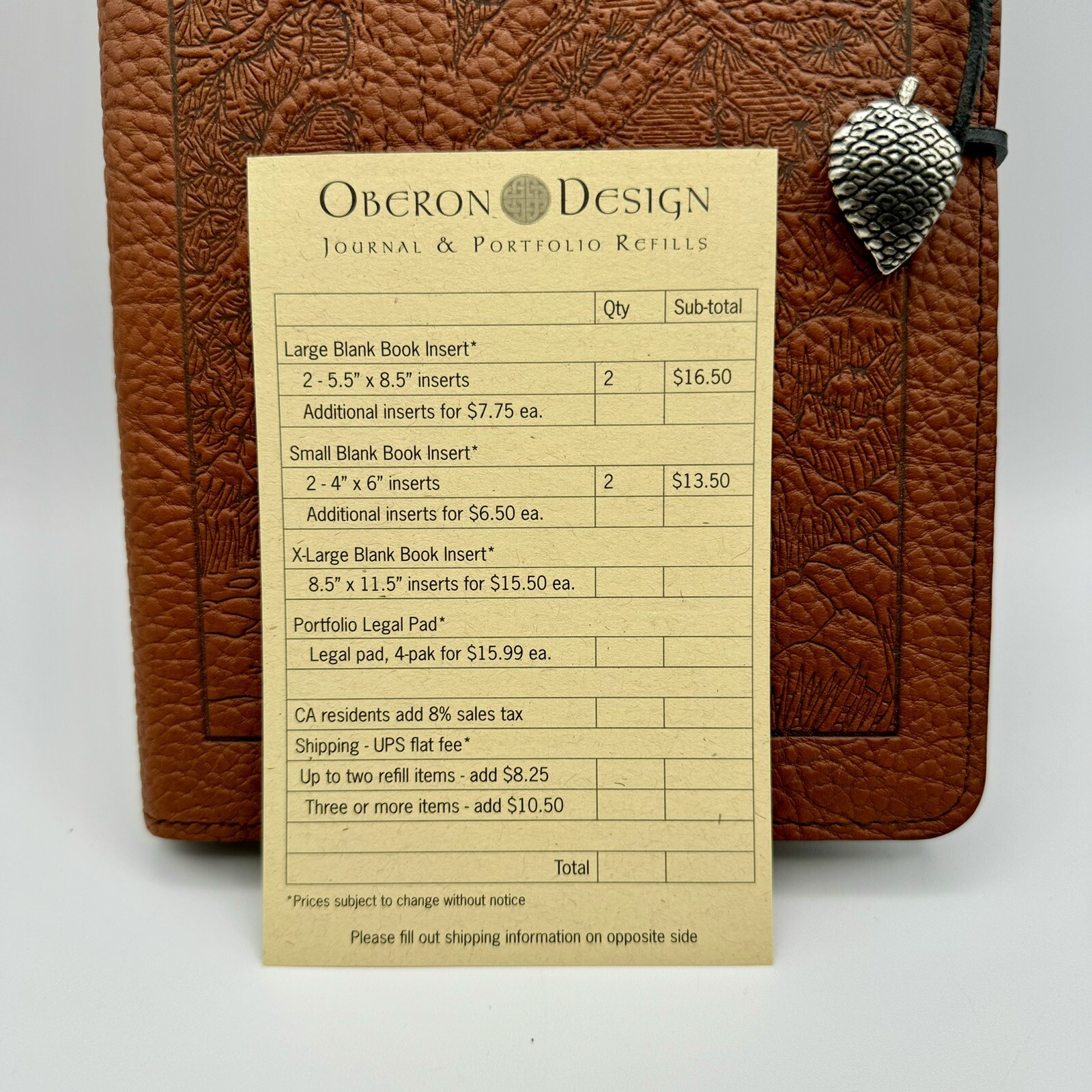 Oberon Design Genuine Leather Refillable Journal Cover w/ Hardbound Blank Insert