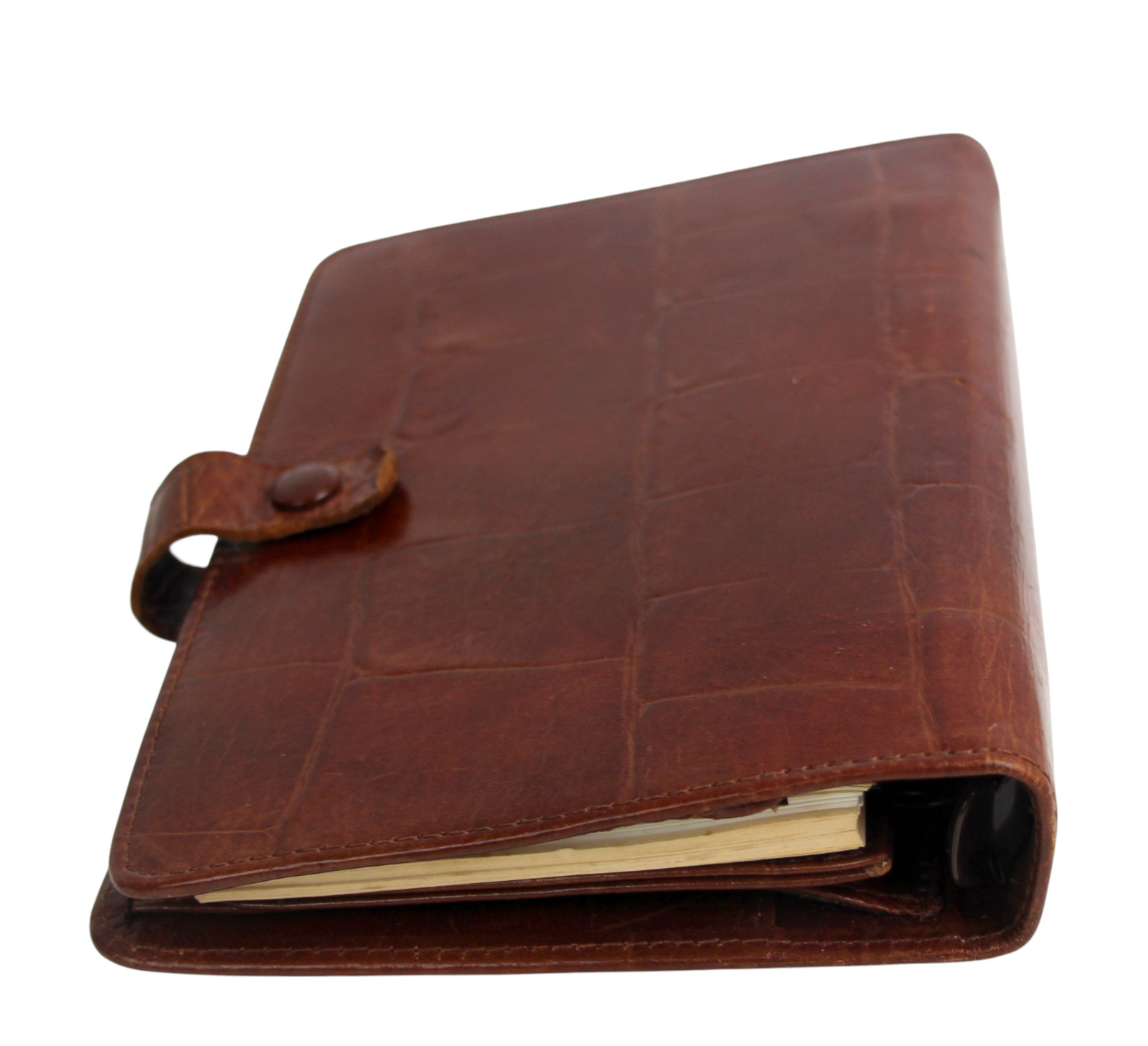 Max Leather BROWN REAL LEATHER CROCO BIFOLD TRAVEL ORGANIZER NOTEBOOK WALLET