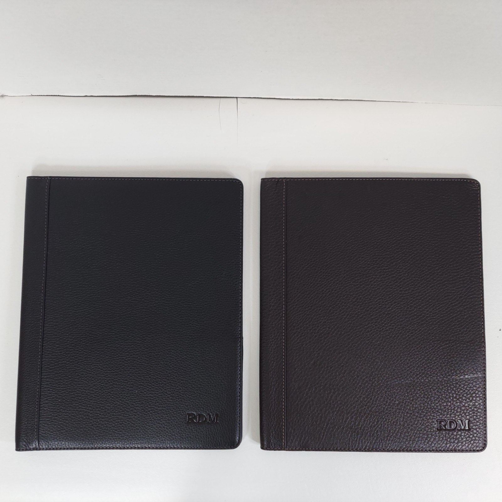 Set/2 LEVENGER Leather/Plaid Executive Portfolio Document Organizer Monogrammed