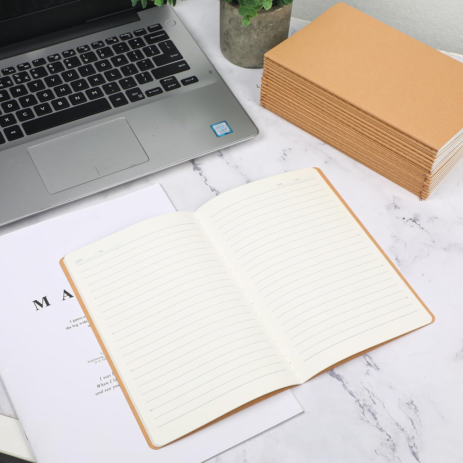 4 Pack A5 Kraft Paper Notebook Lined Journal Bulk, 8.3 X 5.5 Inch, 60 Pages/30 S