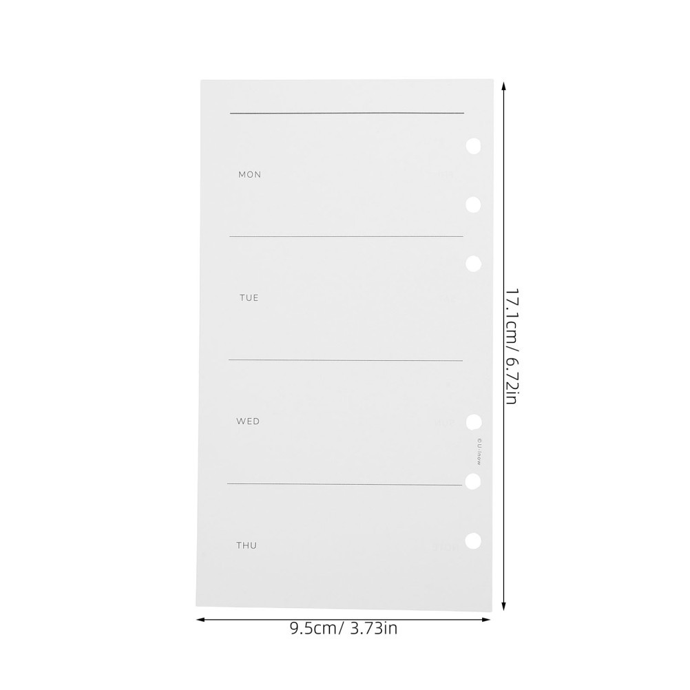 Undated A6 Weekly Planner Refills Thick Smooth Paper for 6 Ring Binder Inserts