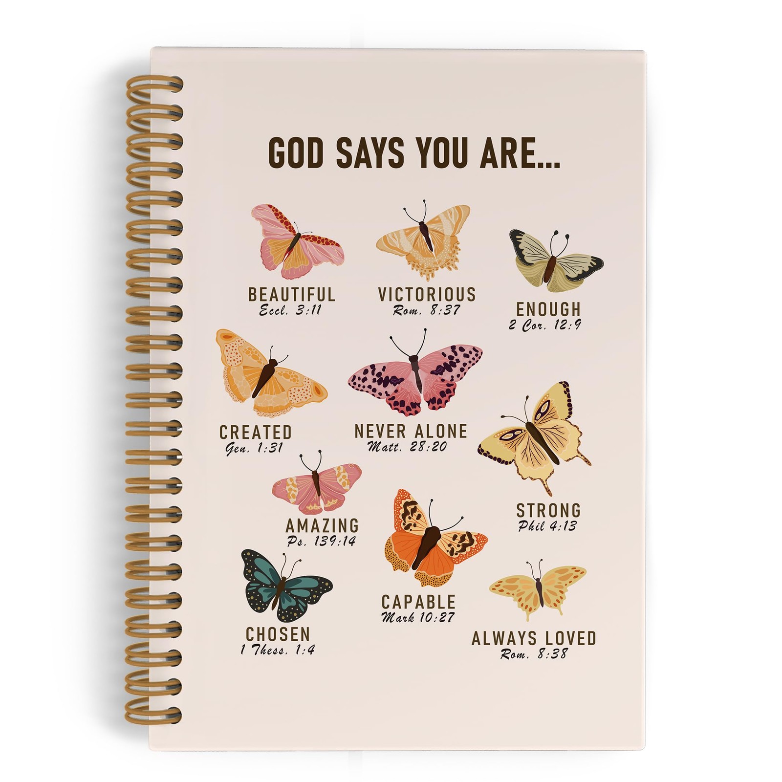 QLMX God Says You Are Beautiful Spiral Notebook, Butterfly Notebook butterfly