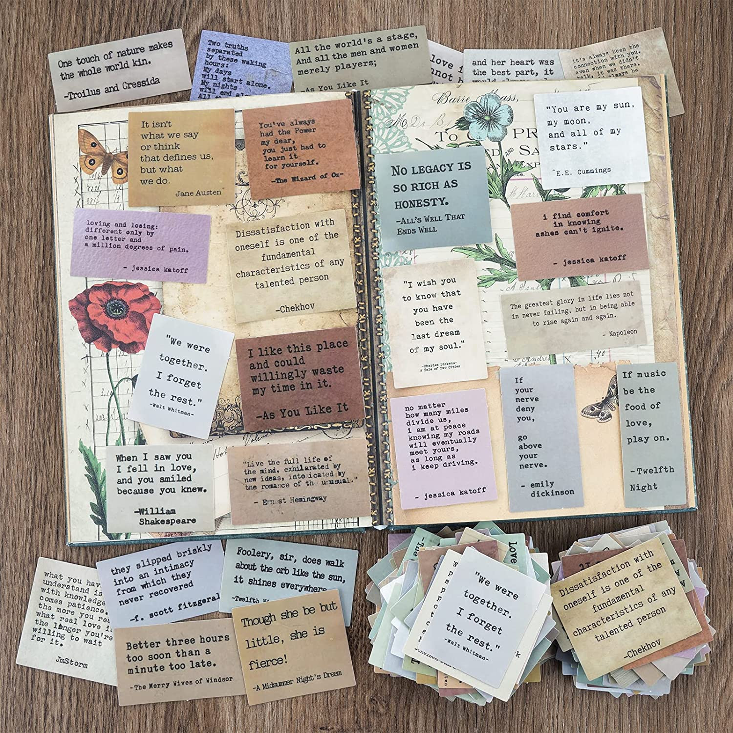 300 Retro Typewriter Style Motivational Quote Stickers for Journaling Laptop