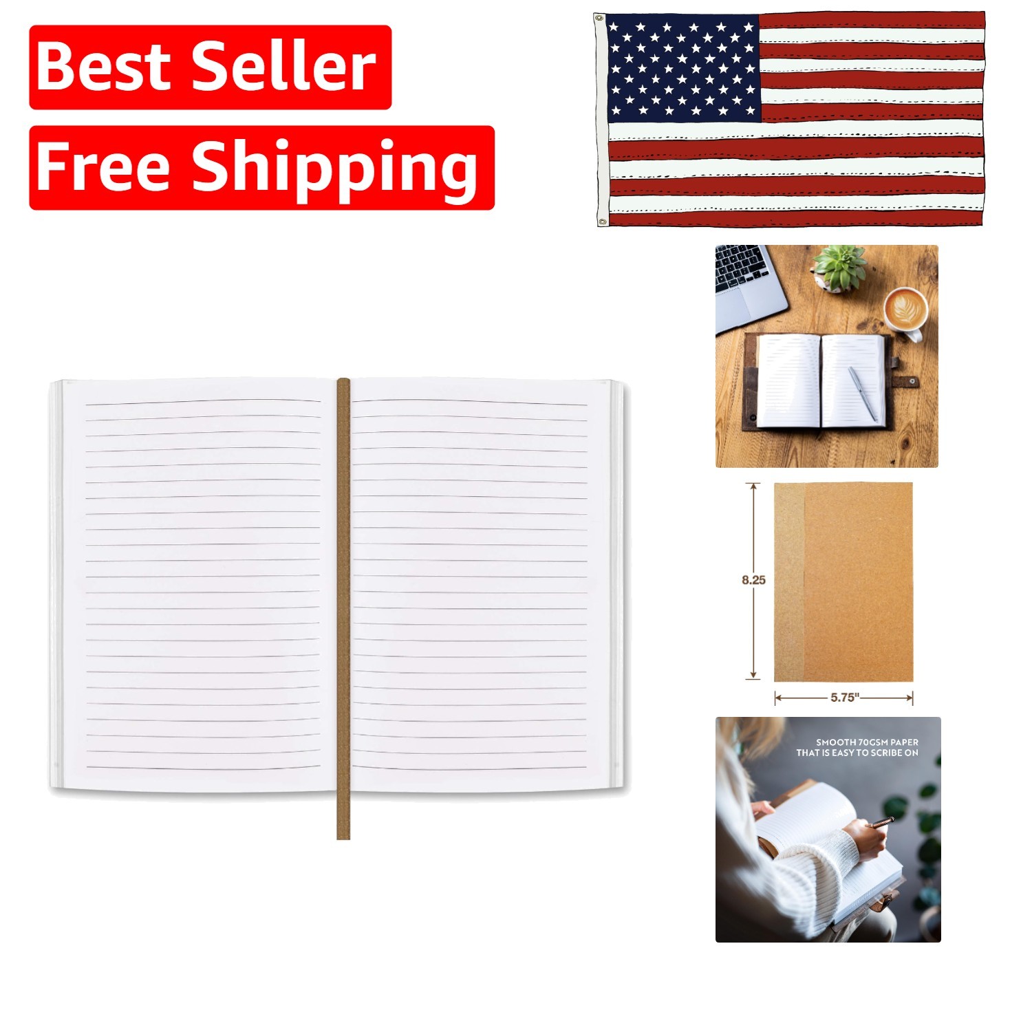 Smooth Writing A5 Refill Paper Inserts – 320 Lined Pages with Durable Bookmark