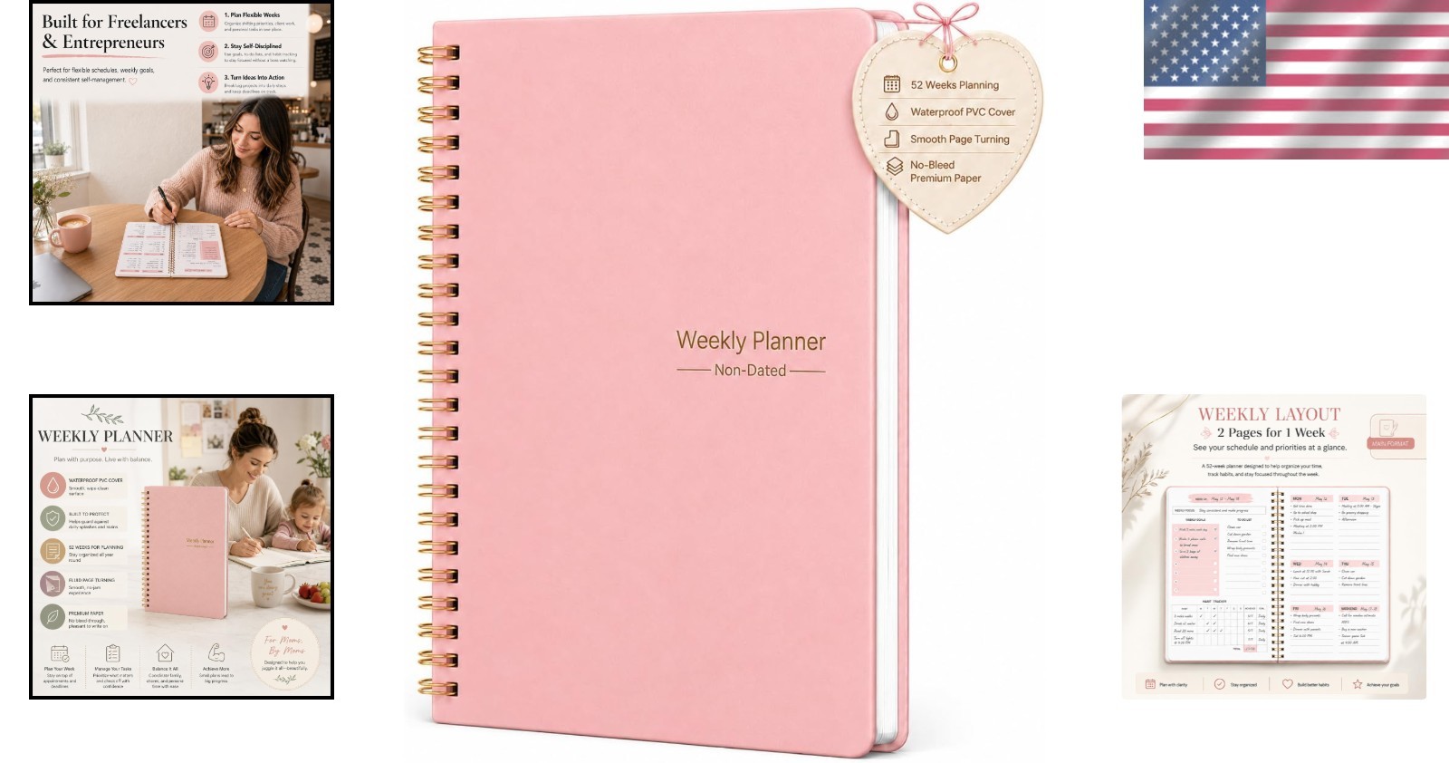 Chic A5 Weekly Planner & To-Do List Notebook with Habit Tracker – 5.7 x 8 inches