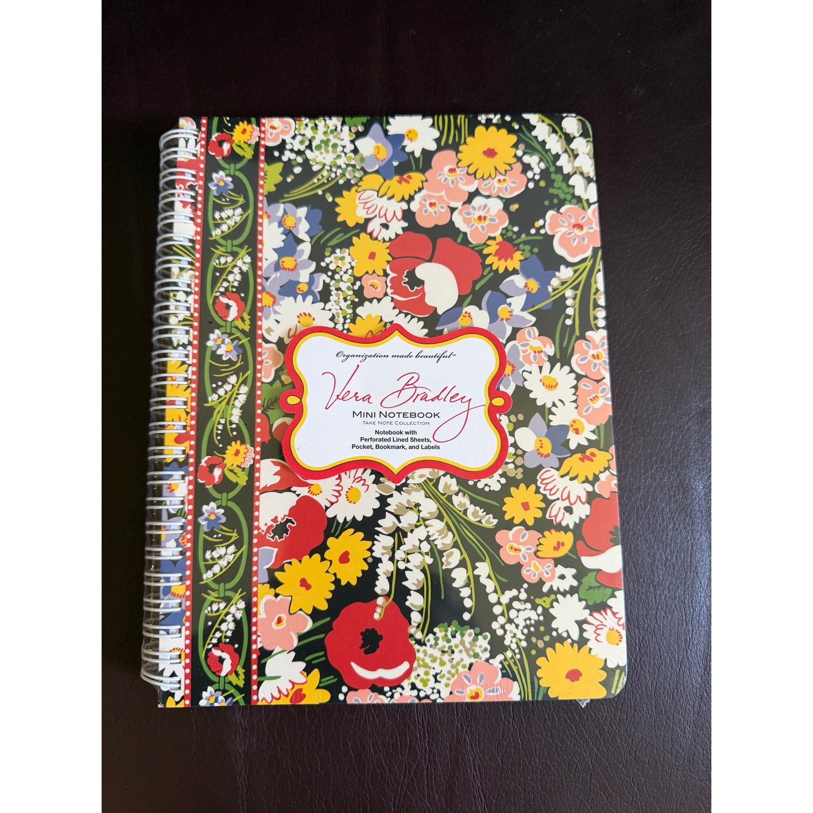 Vera Bradley Poppy Fields Small Spiral Notebook Hardcover Lined Pocket Journal