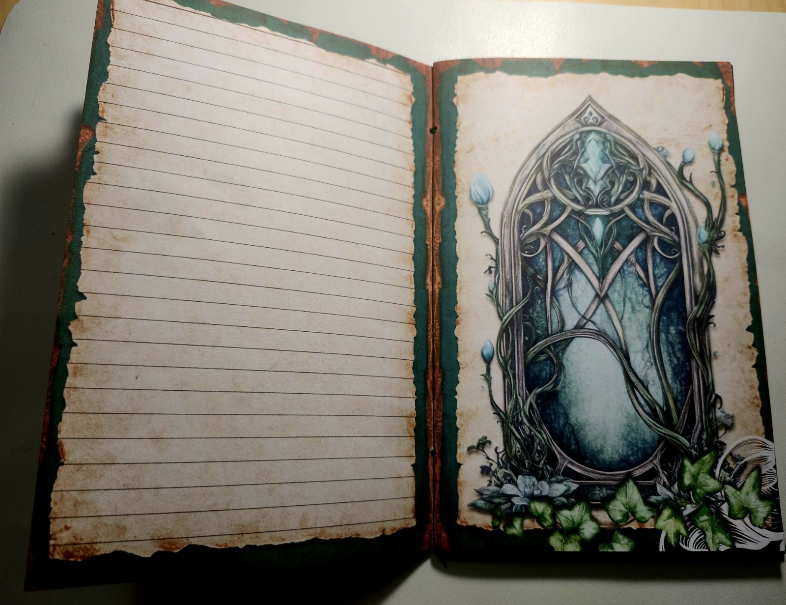 Junk Journal Blank Booklet “FANTASY FOREST” Handmade Fairies Lg 8.5″x5.5″ 40pg