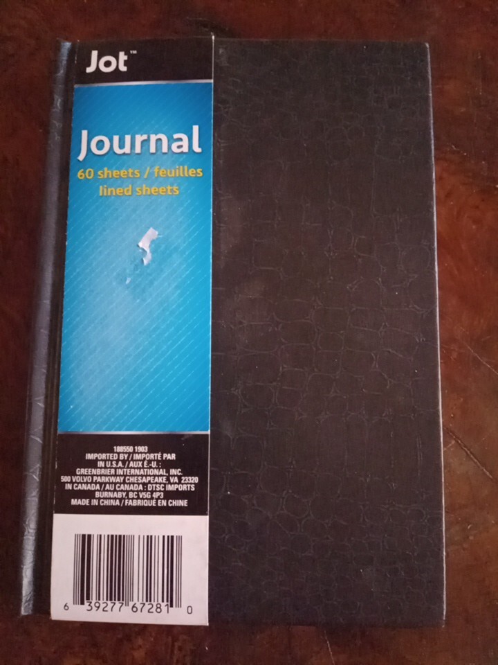 Jot Hard Vinyl Cover Journal Notebook 60 Sheet 5″ x 7″ BLACK