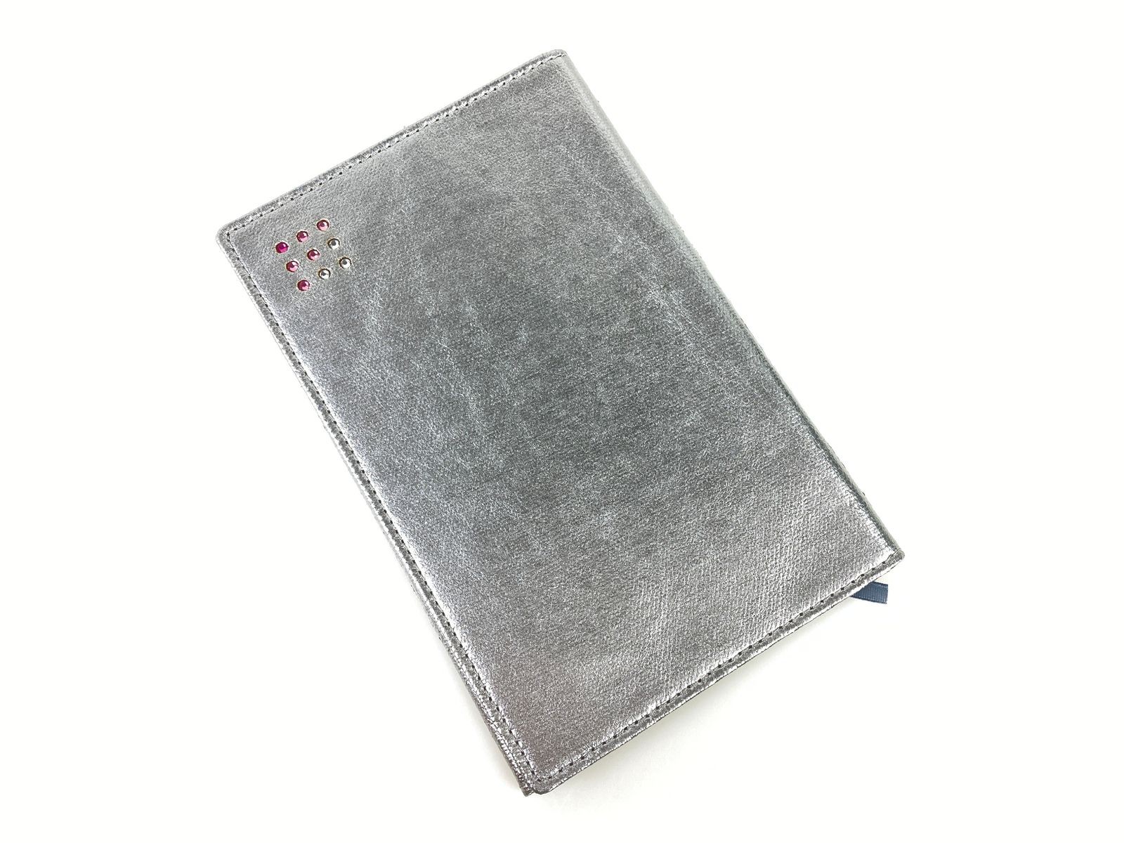 Swarovski Rhinestone PU Leather Notebook Cover Silver Book Sleeve Used