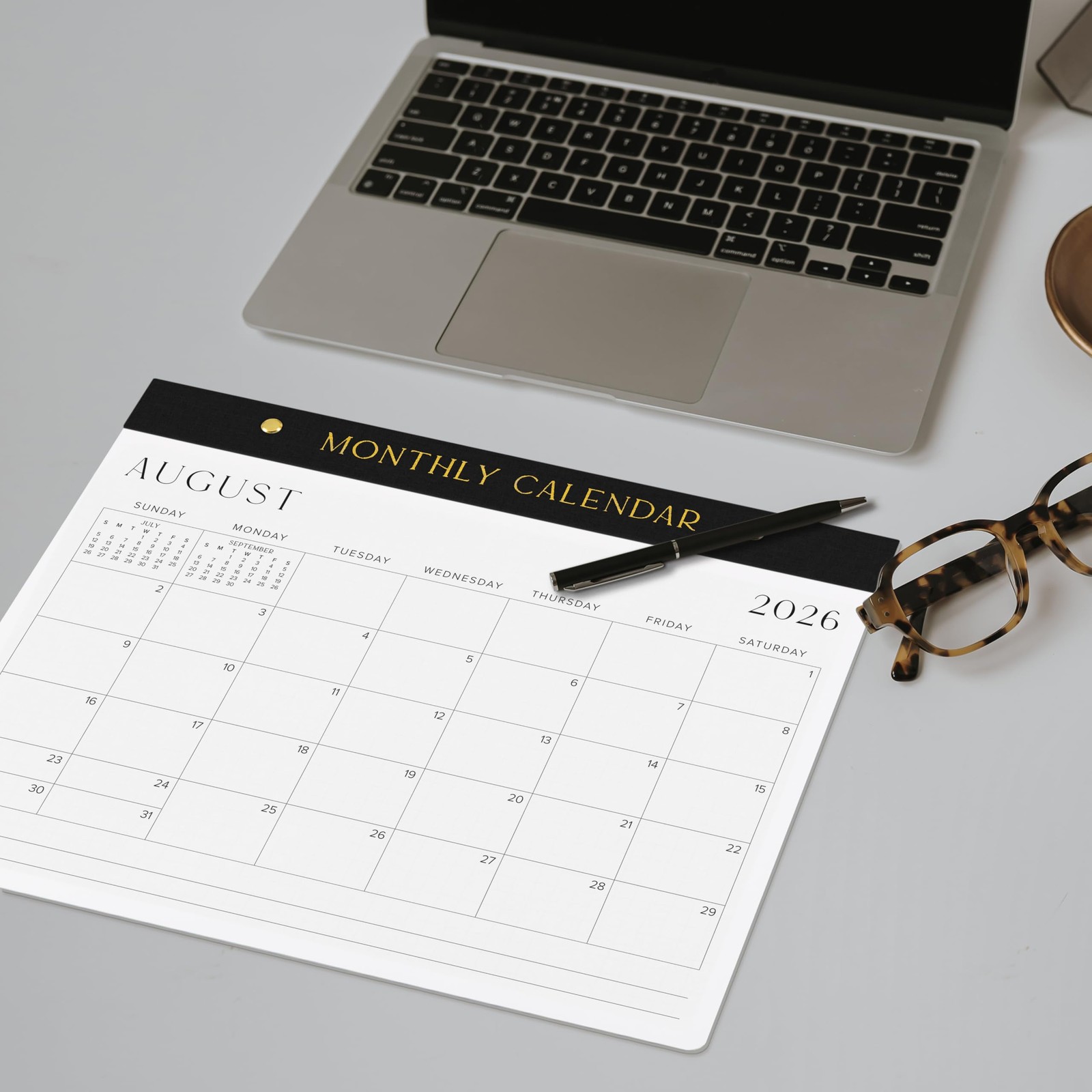 Aesthetic 2026-2027 Desk Calendar – Runs From January 2026 Until July Black
