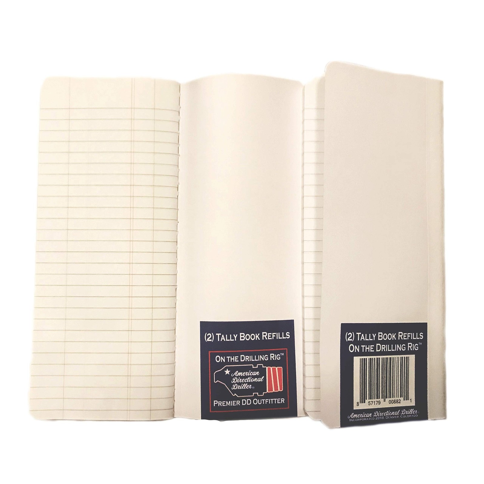 2 Tally Book Refills – No Hardcover – 200 Sewn Pages Each, Lined Rule white