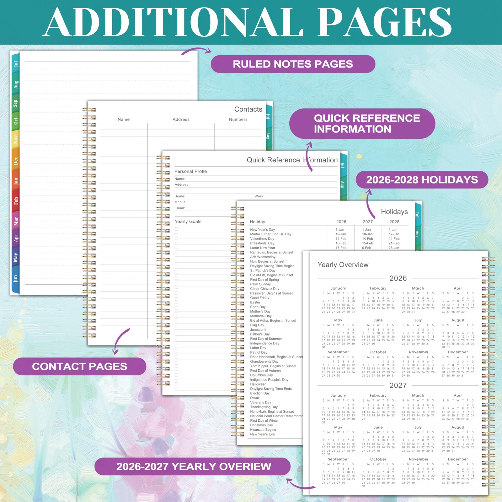 Planner 2026-2027 – Academic 11″ x 8.5″ inches, Green-Purple