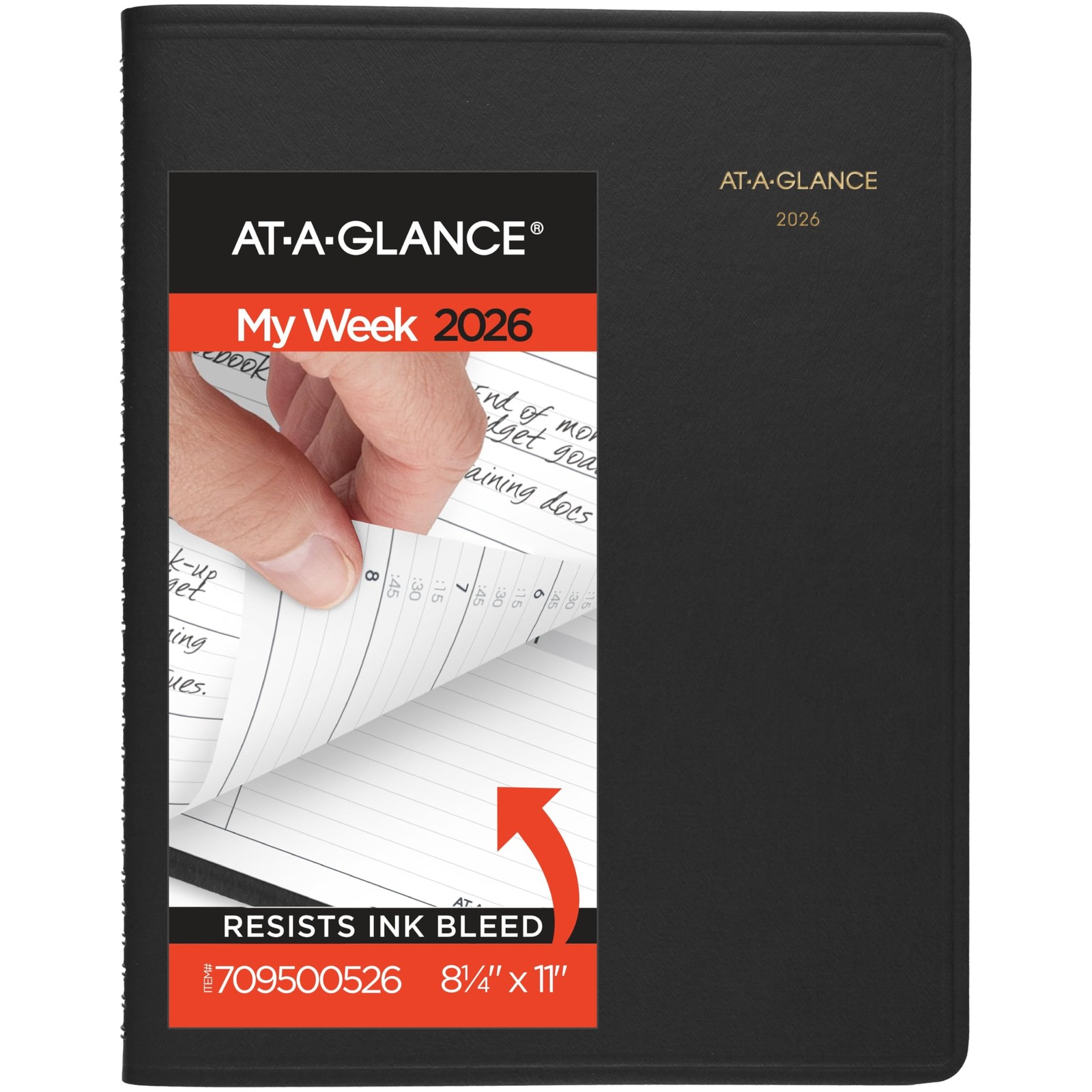 2026 Appointment Book Planner, Weekly, 8-1/4″ x 11″, Large, Black (709500526)