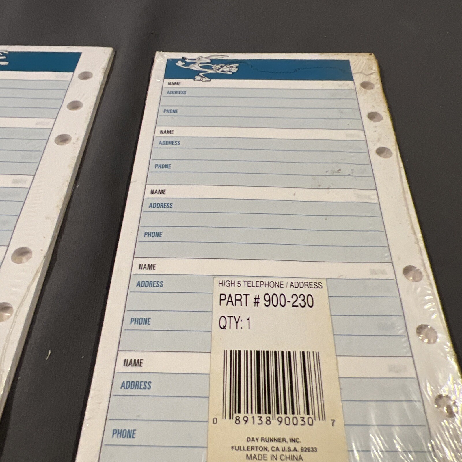 Vintage (1996) Day Runner Looney Too Ns Telephone/address Inserts For Planner