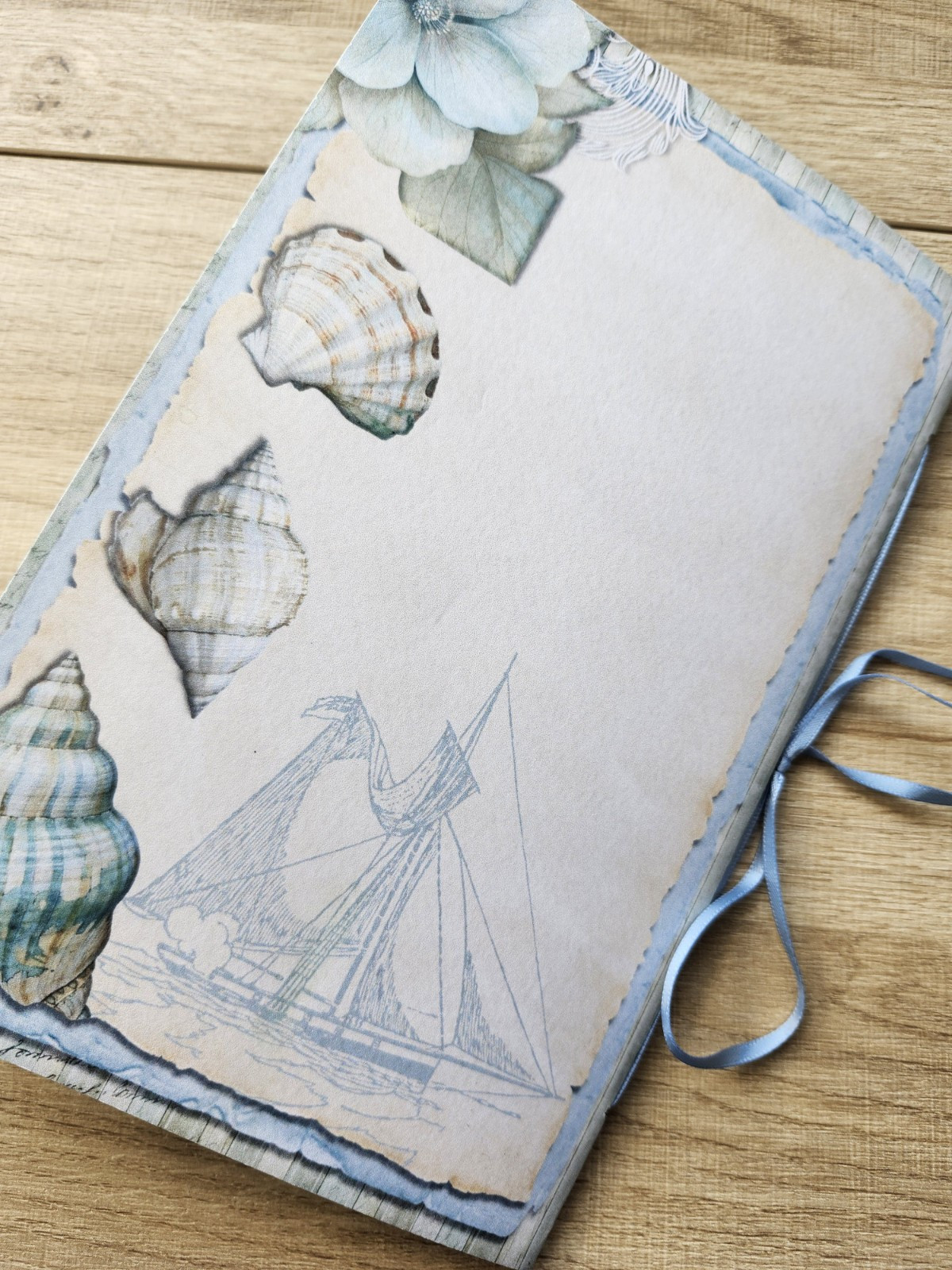 Junk Journal Booklet “BEACH HOUSE” HANDMADE Beach Ocean Sea Vacation 6″x9″ 40pg