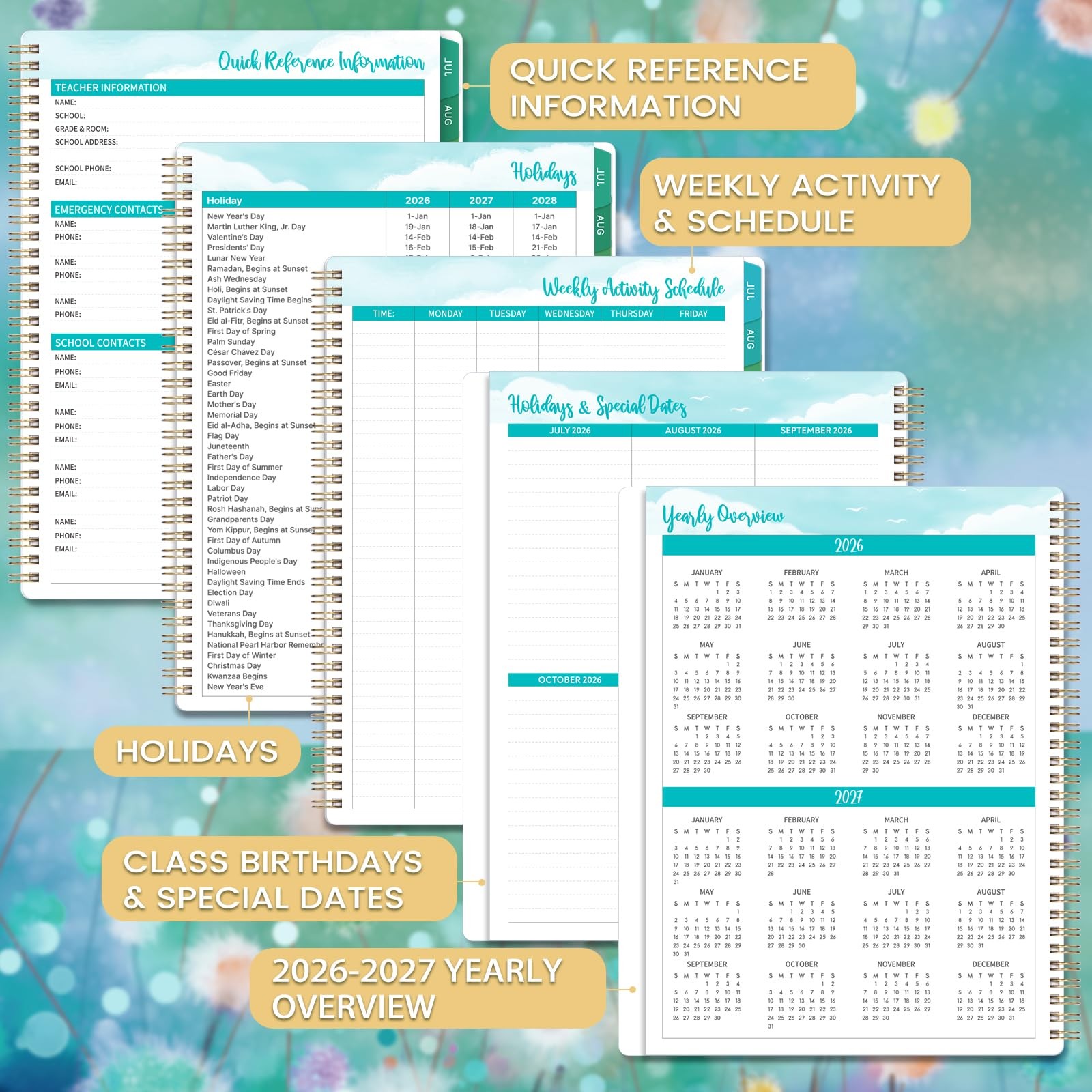 Teacher Planner 2026-2027 – 2026-2027, 11 x 8.3 inches, blue